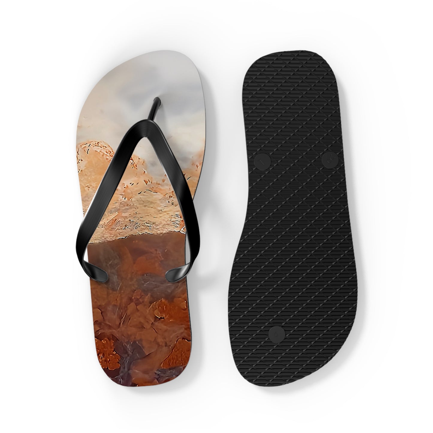 Vibrant Unisex Beachwear Flip Flops With Tie-dye Like Plume Agate Patterns