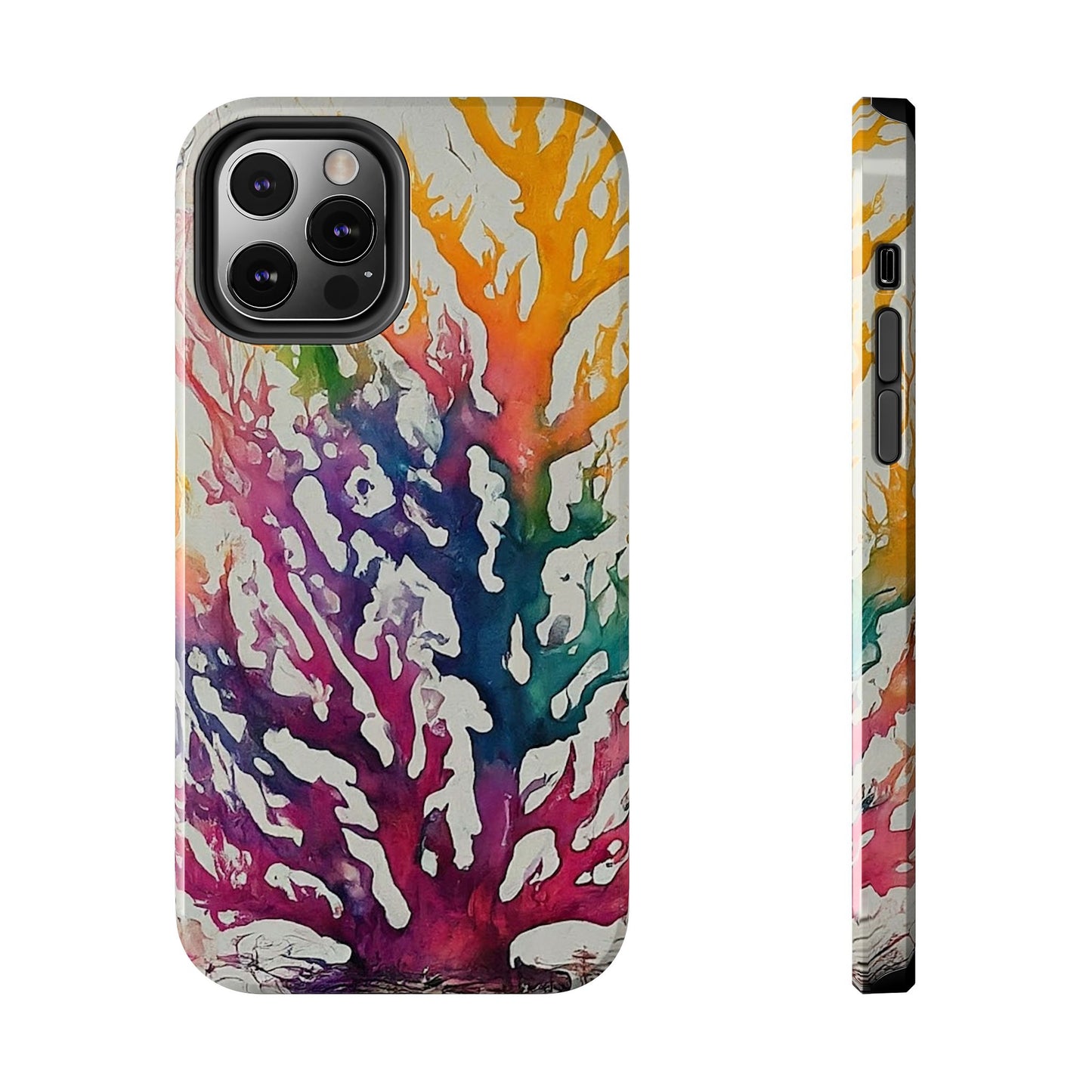 Water color Coral iPhone 12 Tough Phone Case