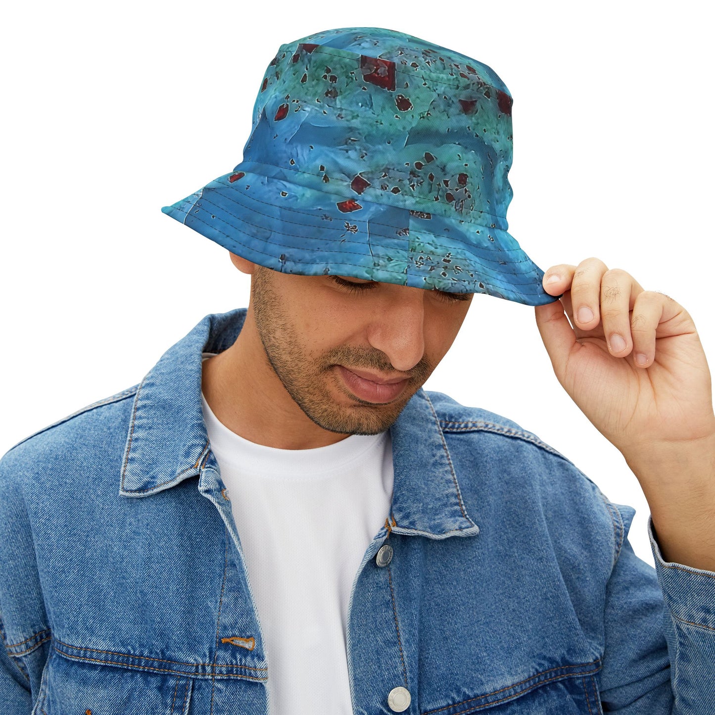 Rock Art-Inspired Floppy Bucket Hat – Unique Tie-Dye Ish Design