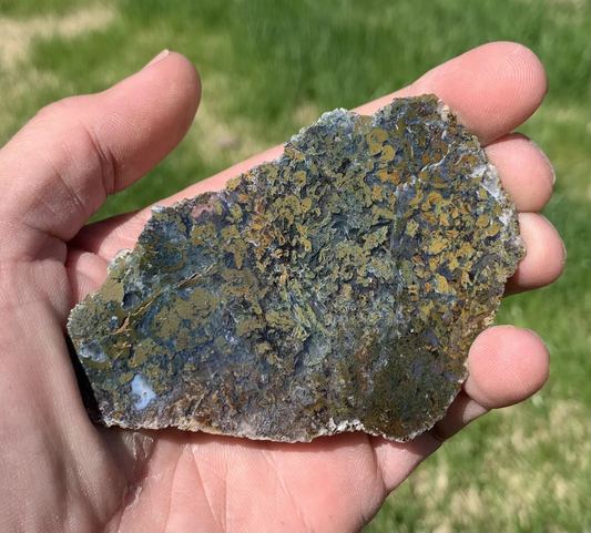 Polished Yellow Green Moss Agate from Indonesia, Slab, Slice