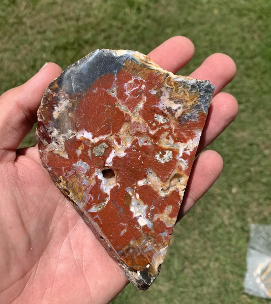 Polished Red and Blue Moss Agate from Indonesia, Slab, Slice