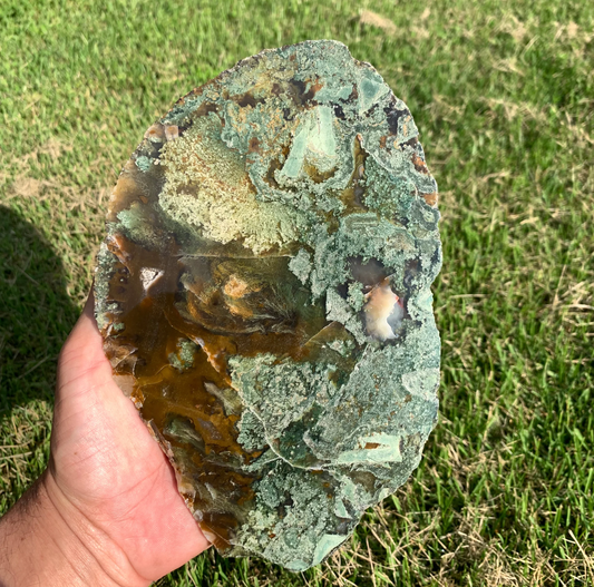 Polished Moss Agate  slab from  Indonesia