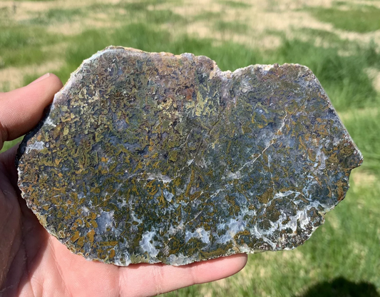 Polished Yellow Green Moss Agate from Indonesia, Slab, Slice