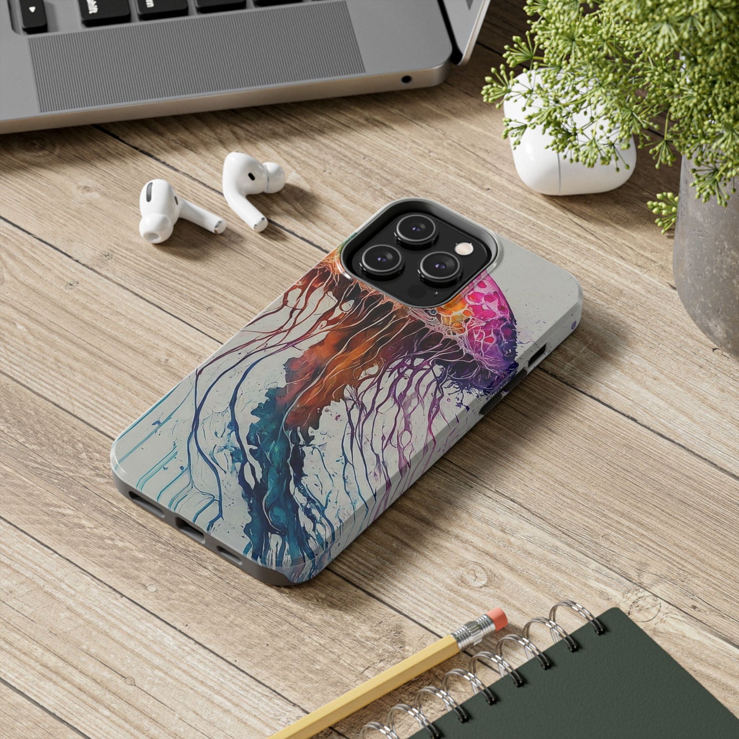 Water Color Jellyfish iPhone 14 Tough Phone Case