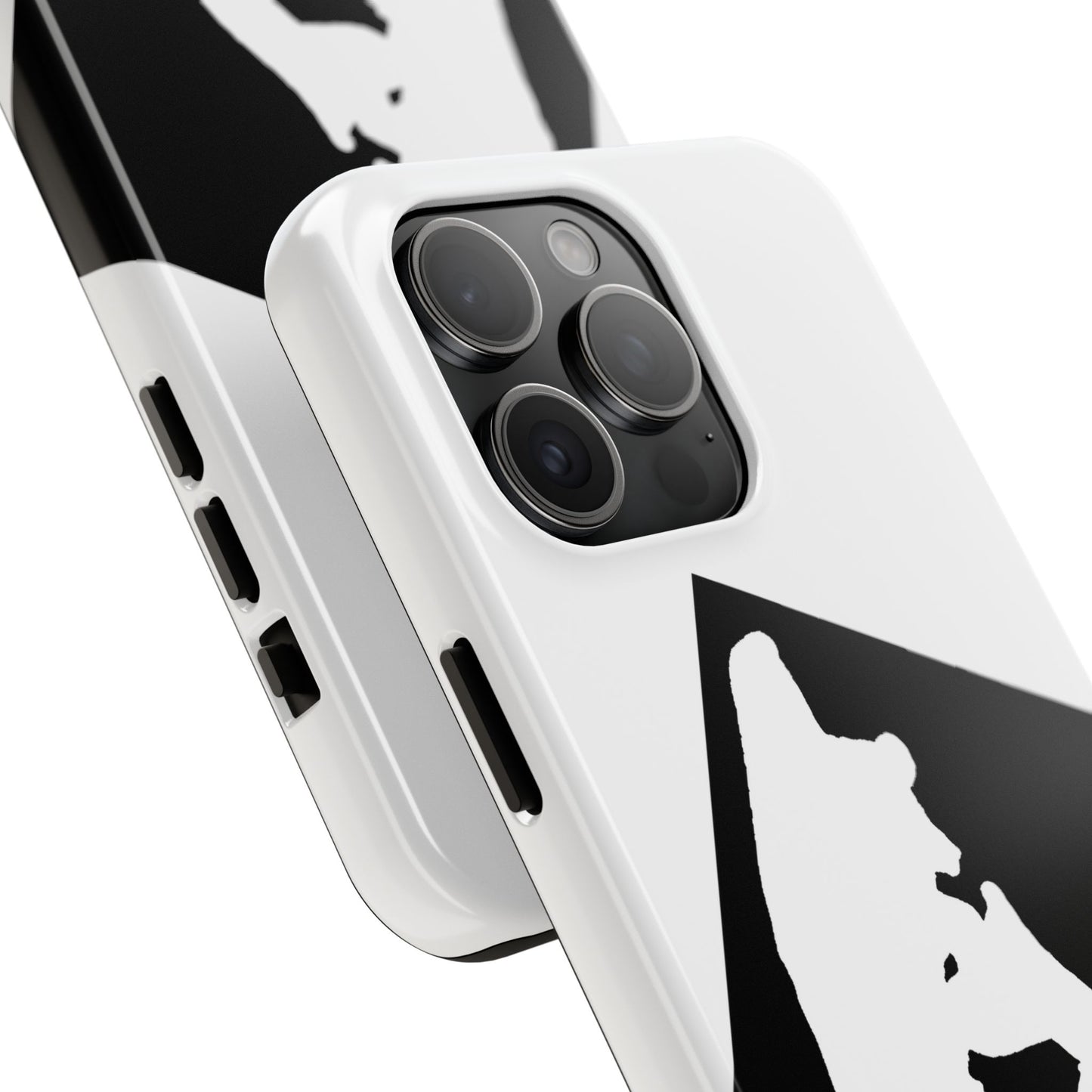 Black & White Saber Cat iPhone 15 Tough Phone Case