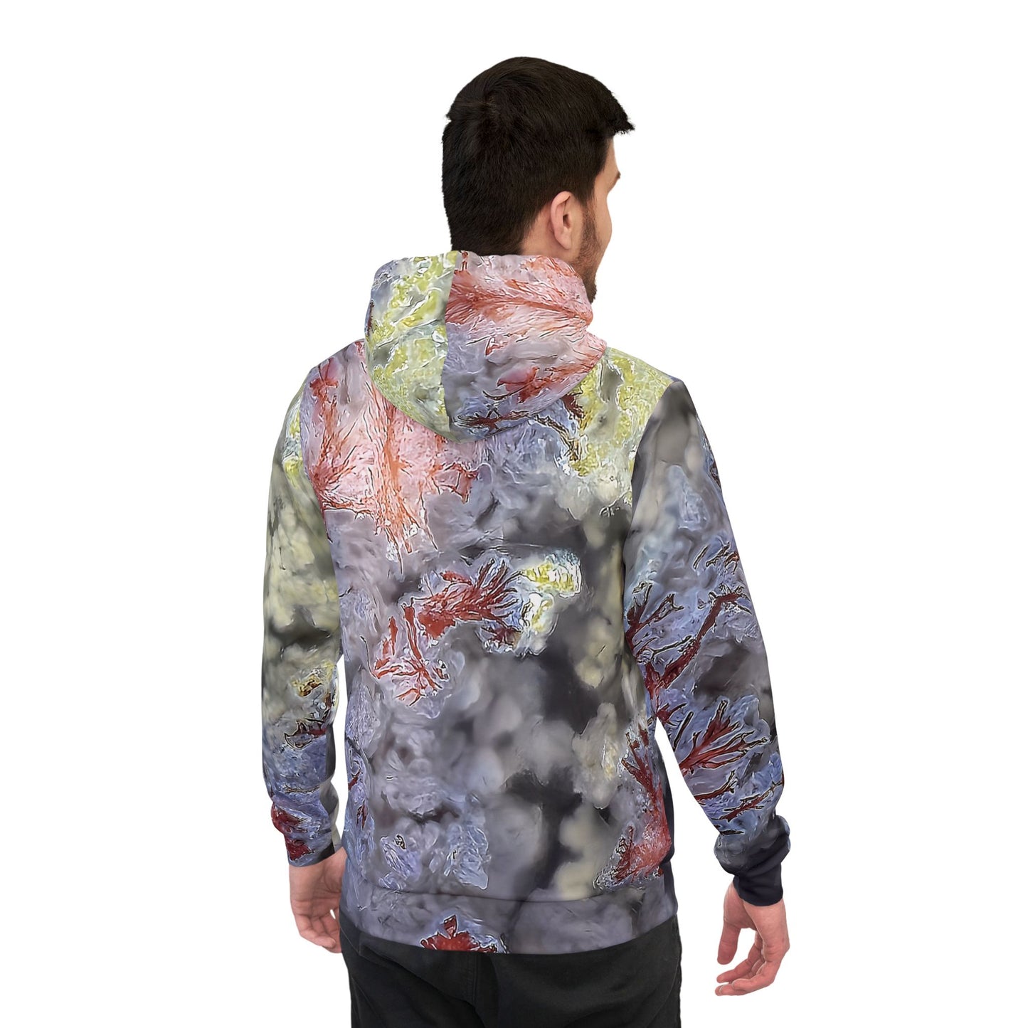 Vibrant rock art hoodies – Unique unisex custom hooded sweatshirt with a colorful scenic moss agate tie dye like patterns for men and women