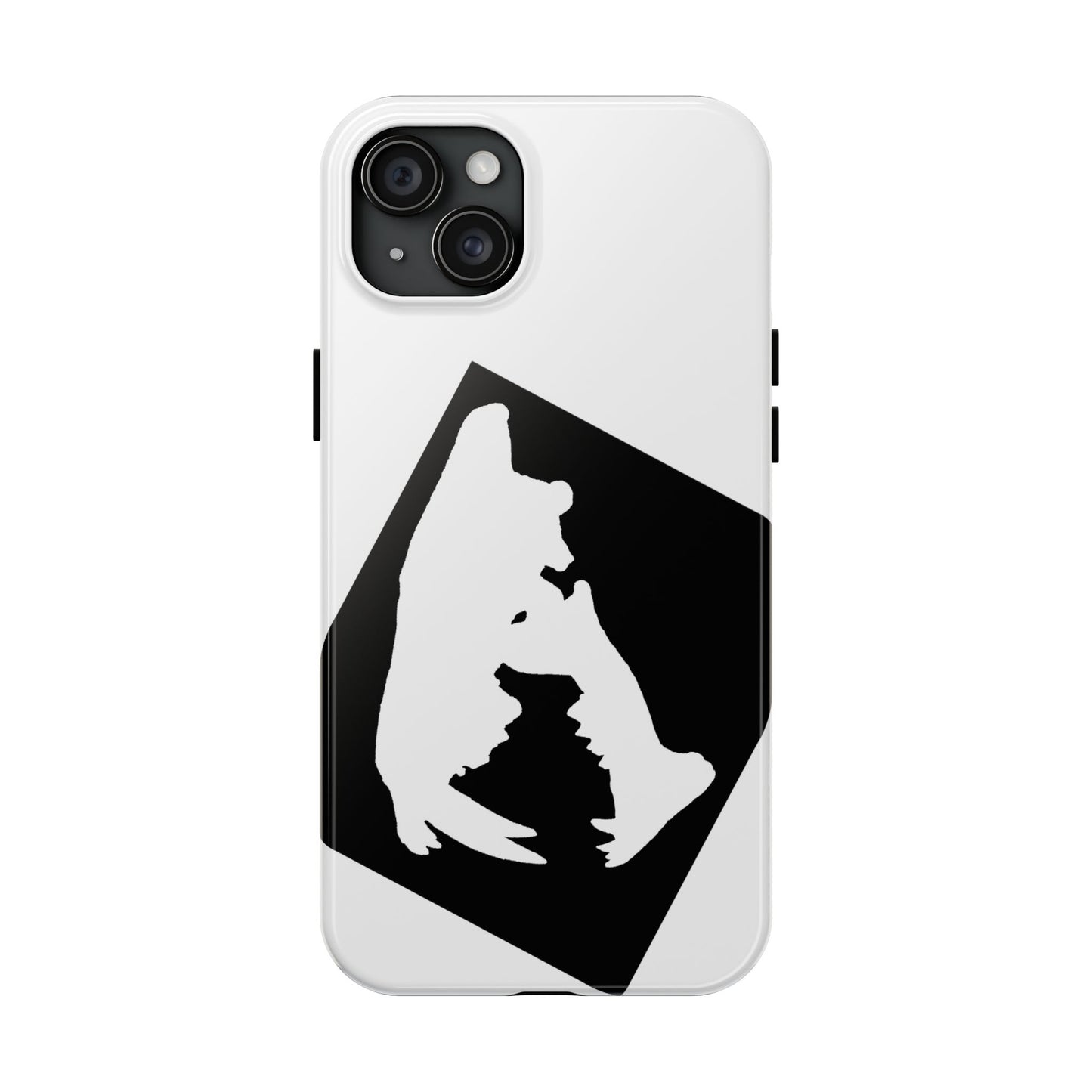 Black & White Saber Cat iPhone 15 Tough Phone Case