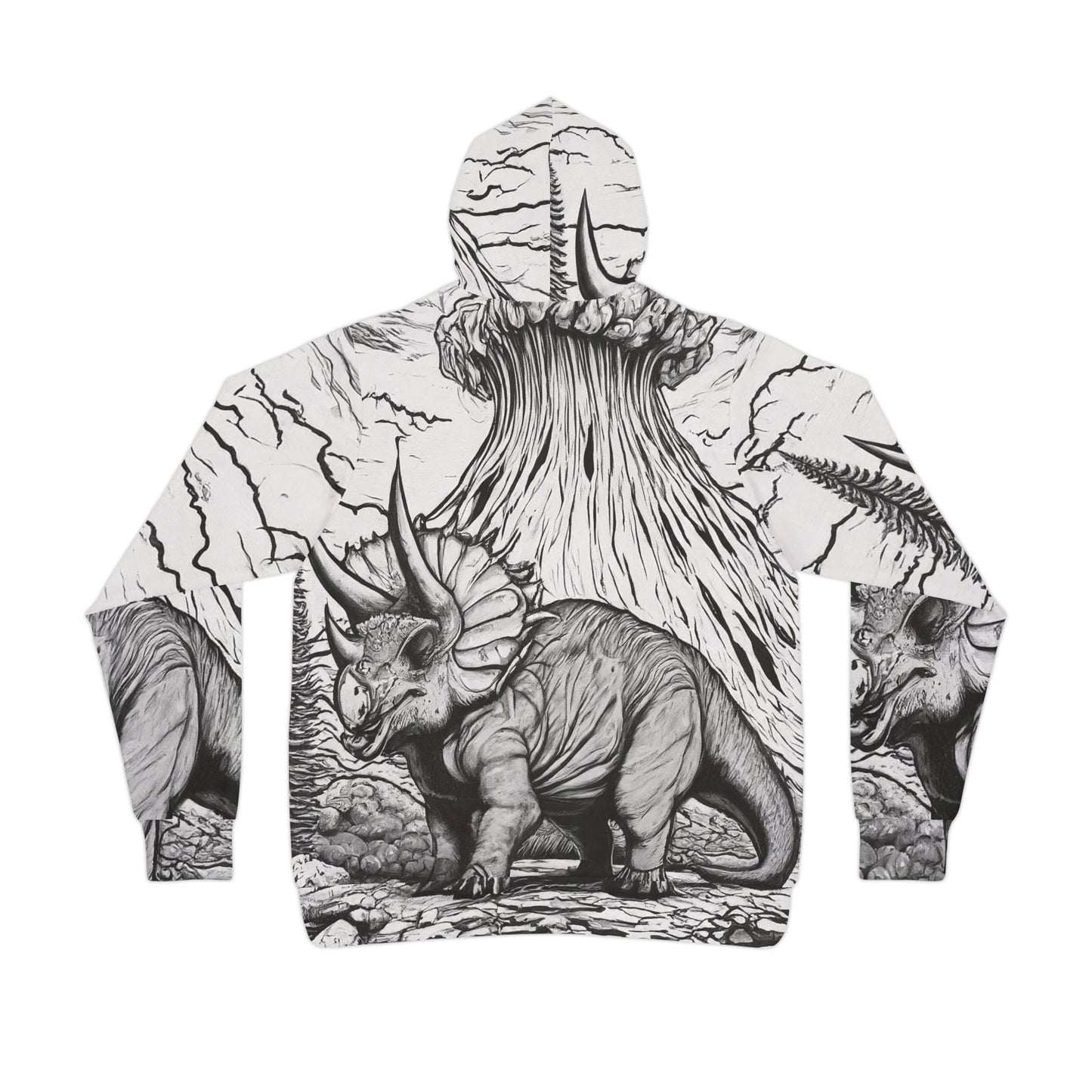 Colorful Unisex Triceratops Dinosaur Fossil Art Hoodie