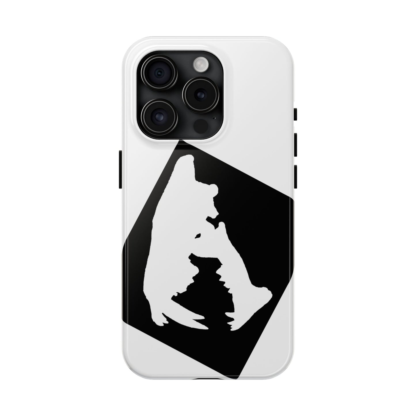 Black & White Saber Cat iPhone 15 Tough Phone Case