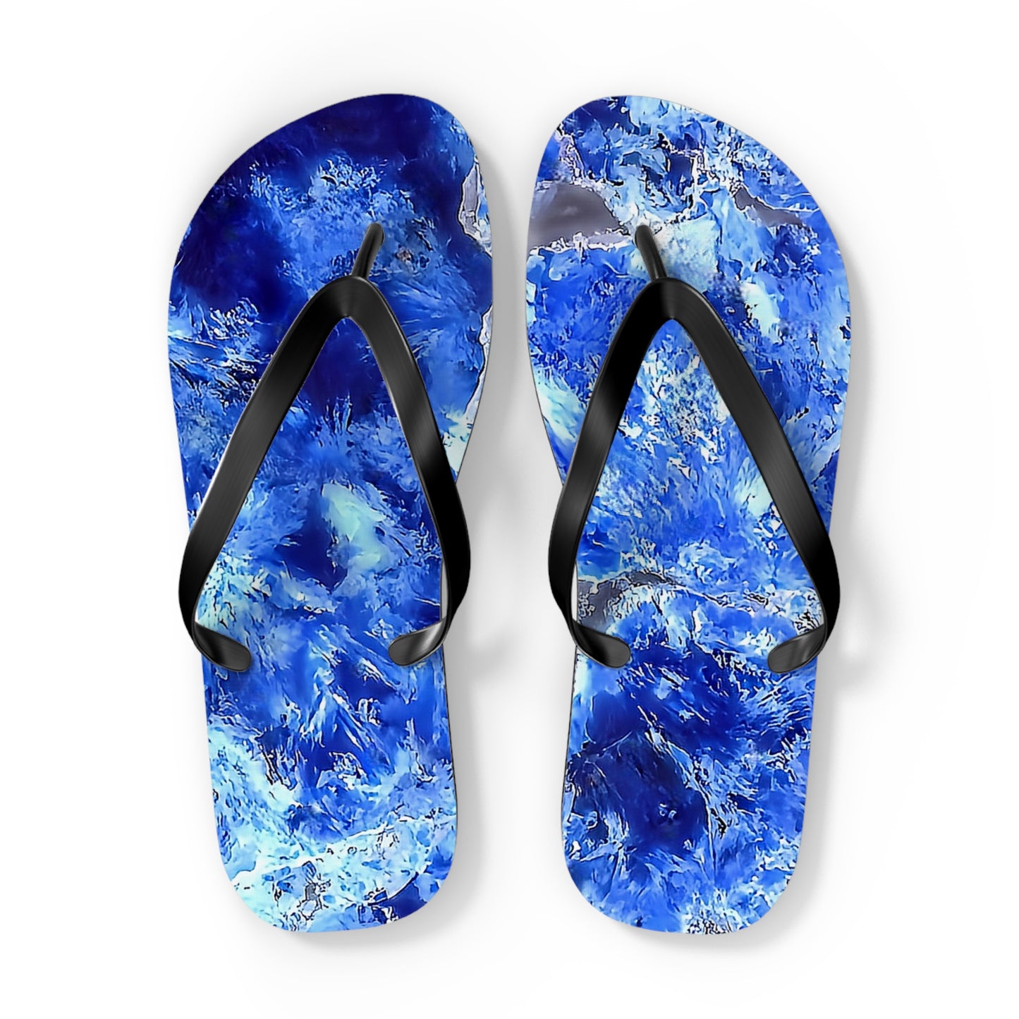 Vibrant Unisex Beachwear Flip Flops With Tie-dye Like Shattuckite Mineral Patterns