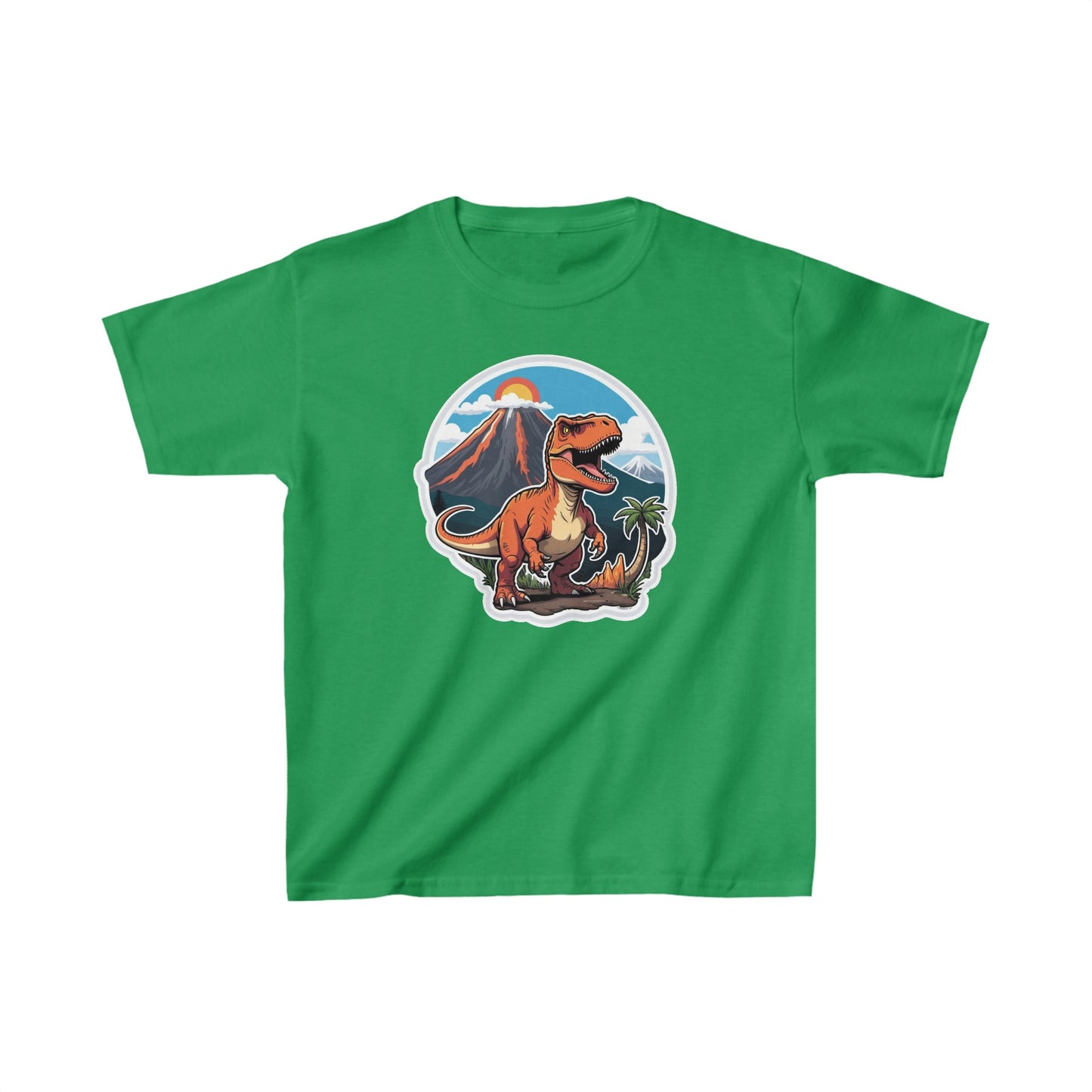 Kids Tyrannosaurus rex with Volcanos Dinosaur T-Shirt