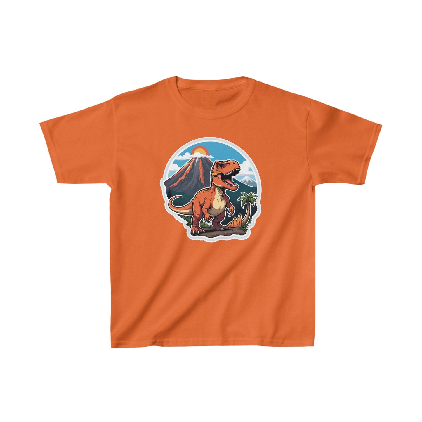 Kids Tyrannosaurus rex with Volcanos Dinosaur T-Shirt