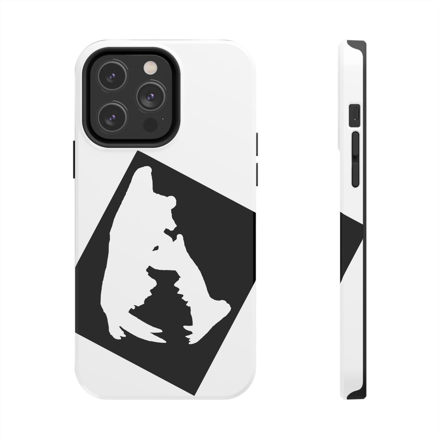 Black & White Saber Cat iPhone 14 Tough Phone Case