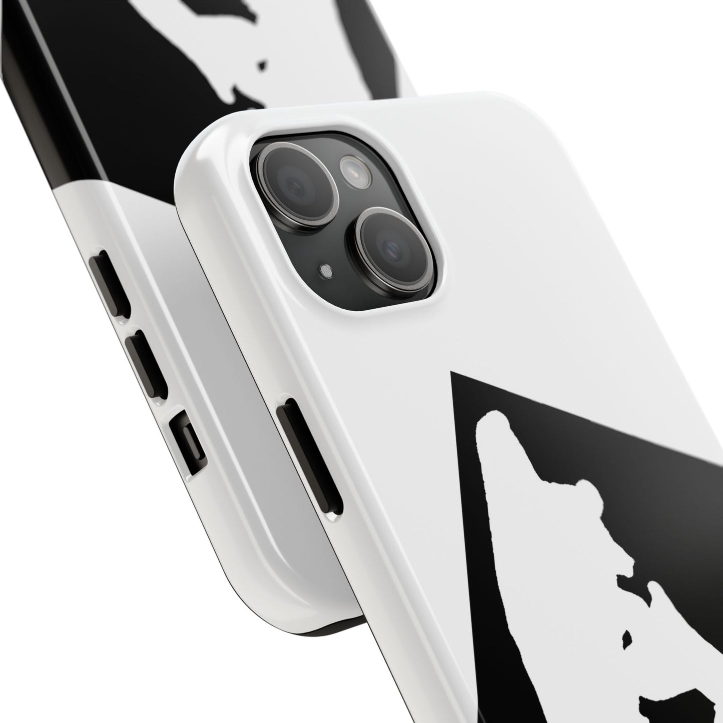 Black & White Saber Cat iPhone 15 Tough Phone Case