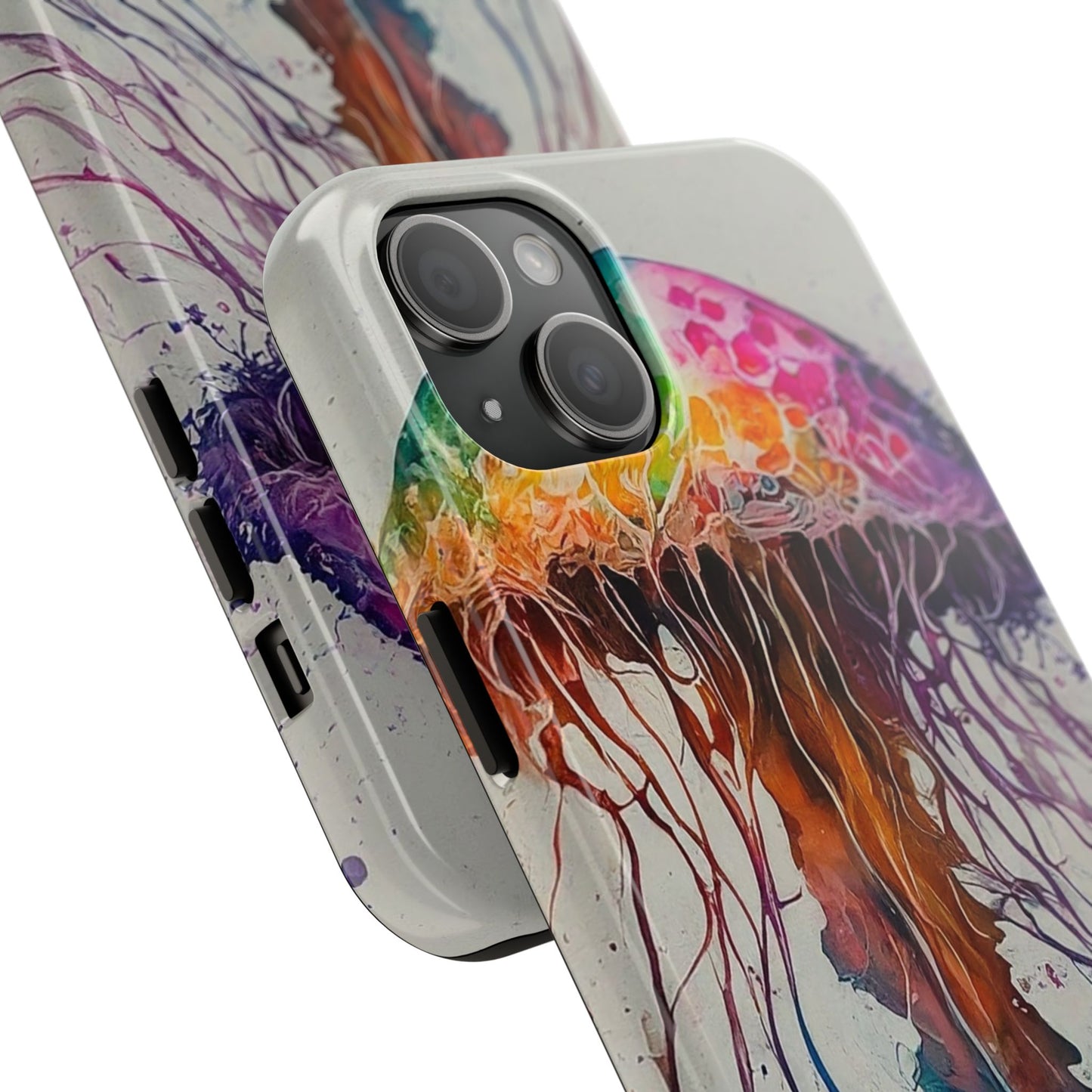 Water Color Jellyfish iPhone 15 Tough Phone Case