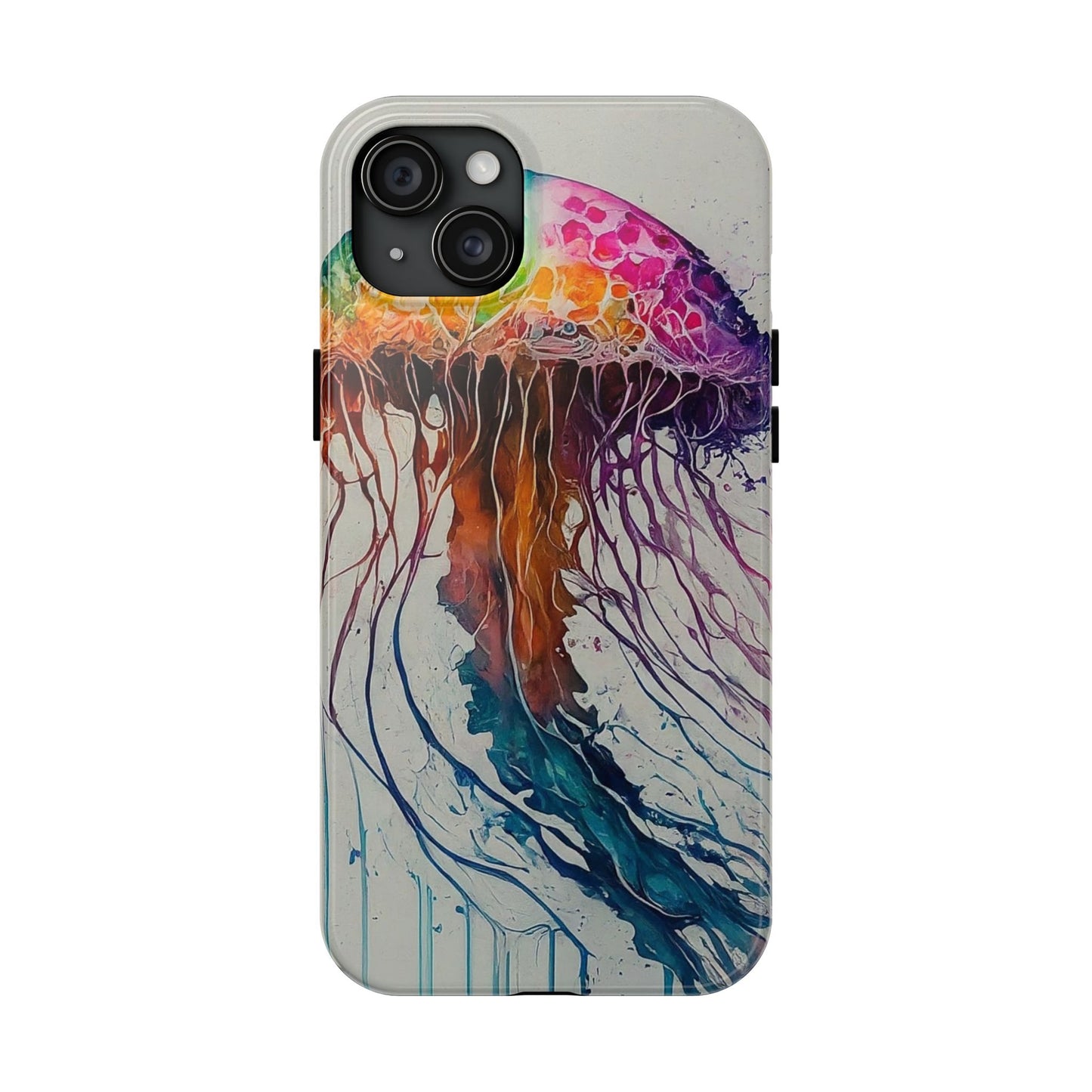 Water Color Jellyfish iPhone 15 Tough Phone Case