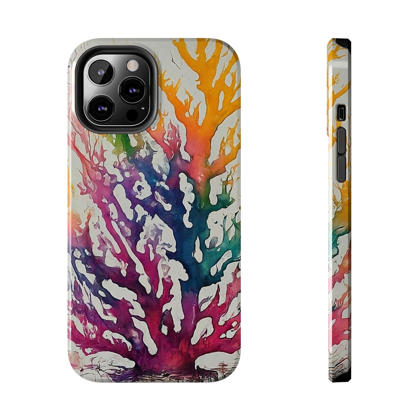 Water color Coral iPhone 12 Tough Phone Case