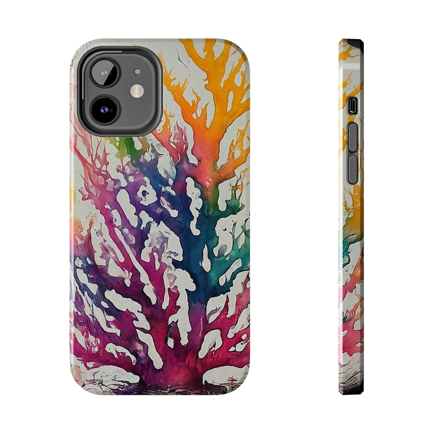 Water color Coral iPhone 12 Tough Phone Case