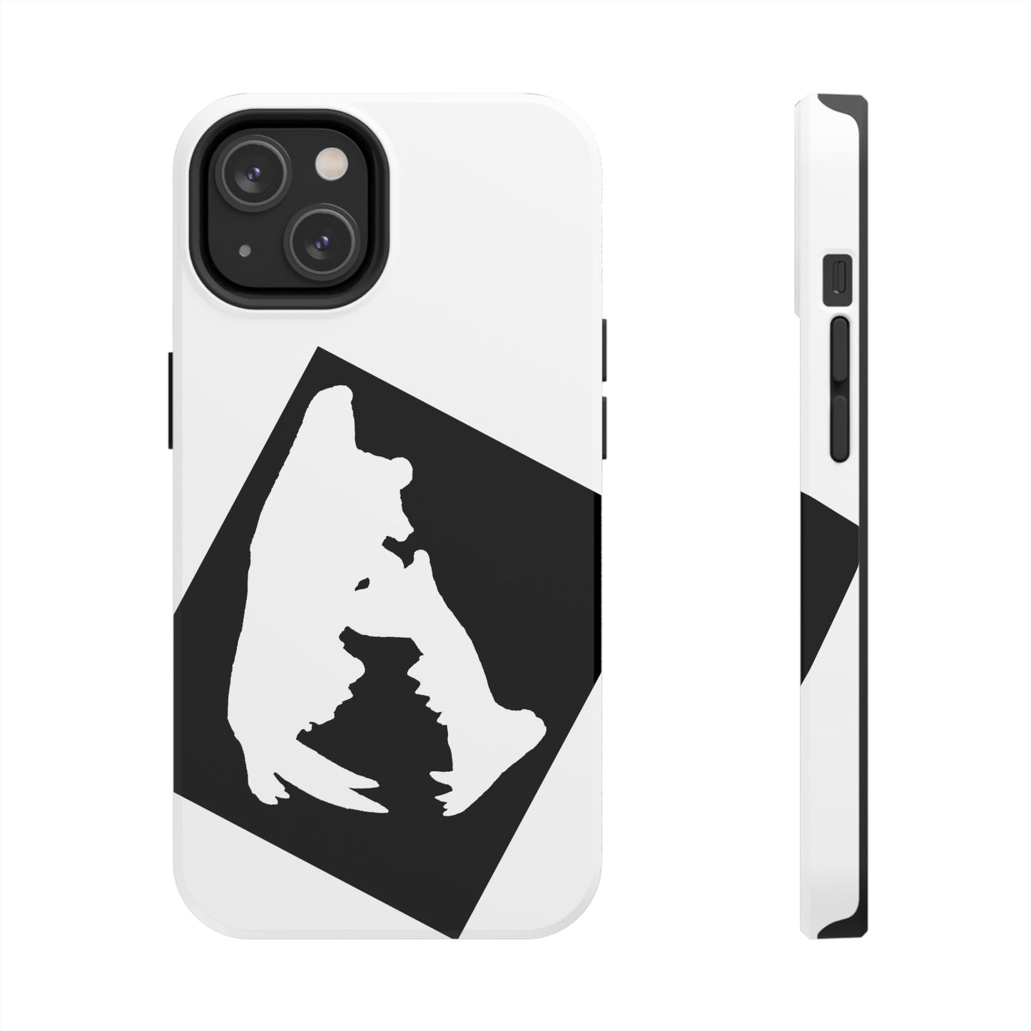 Black & White Saber Cat iPhone 14 Tough Phone Case