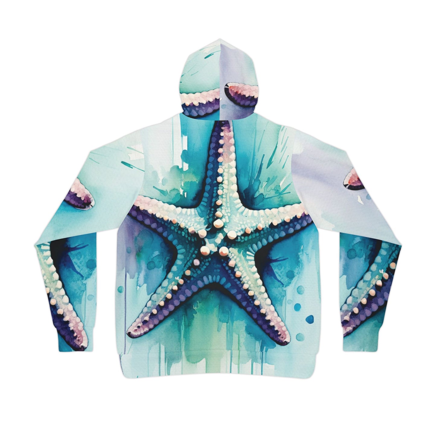 Colorful Unisex Watercolor Starfish Beach Art Hoodie