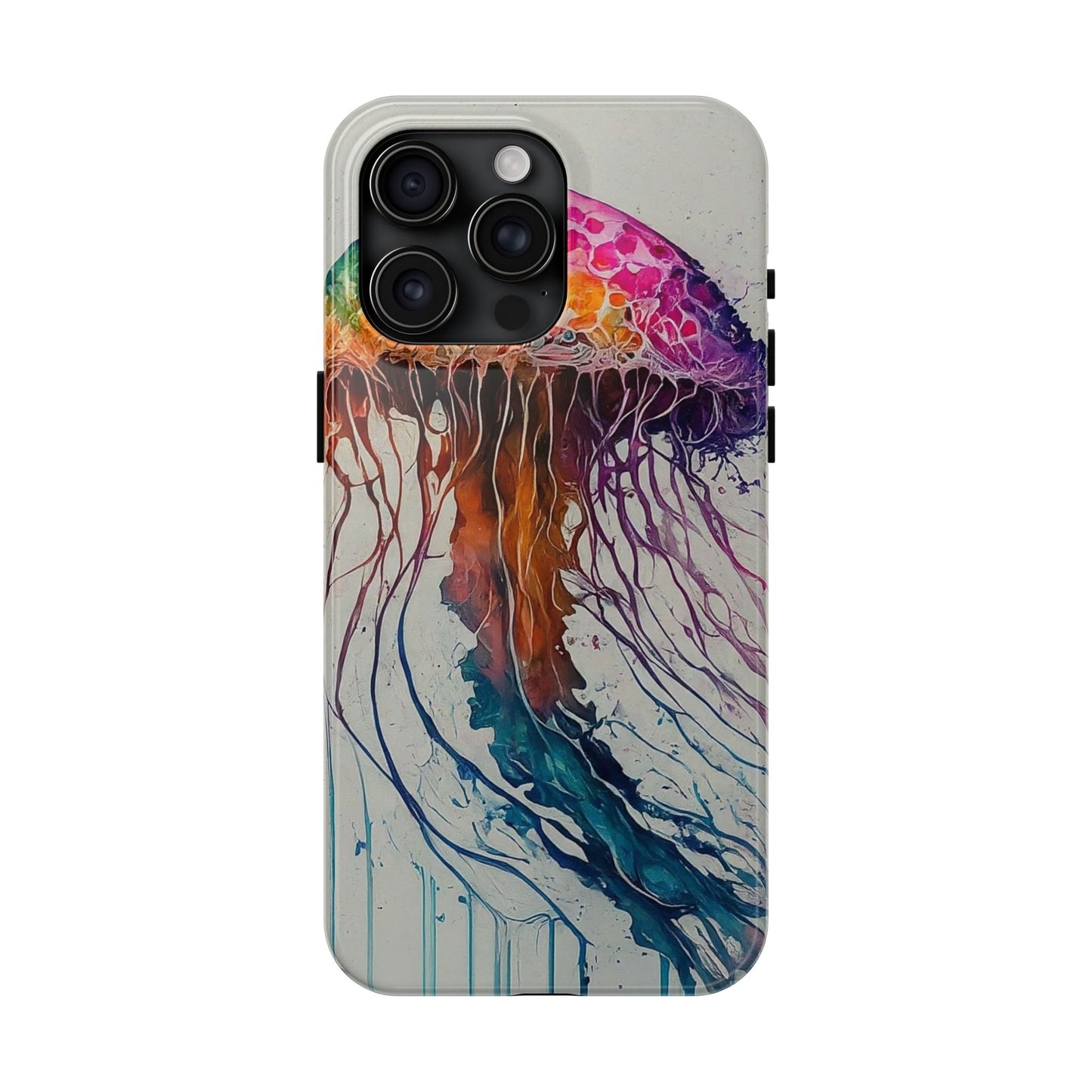 Water Color Jellyfish iPhone 15 Tough Phone Case