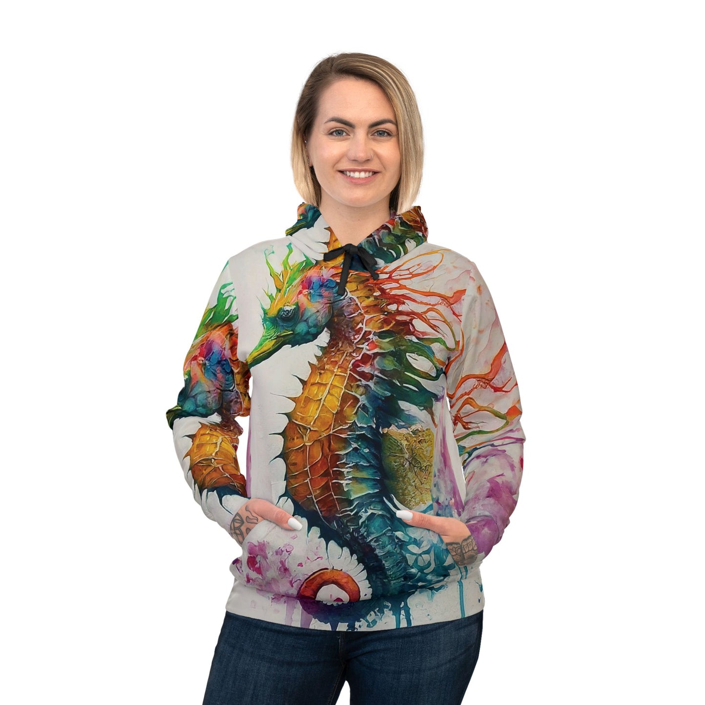 Copy of Colorful Unisex Watercolor Seahorse Natures Art Hoodie