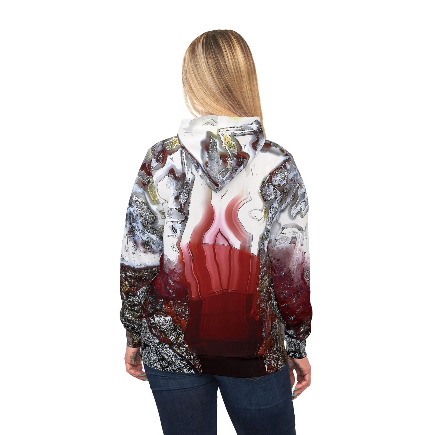 Vibrant rock art hoodies – Unique unisex custom hooded sweatshirt with a colorful laguna lace agate tie dye like patterns for men and women