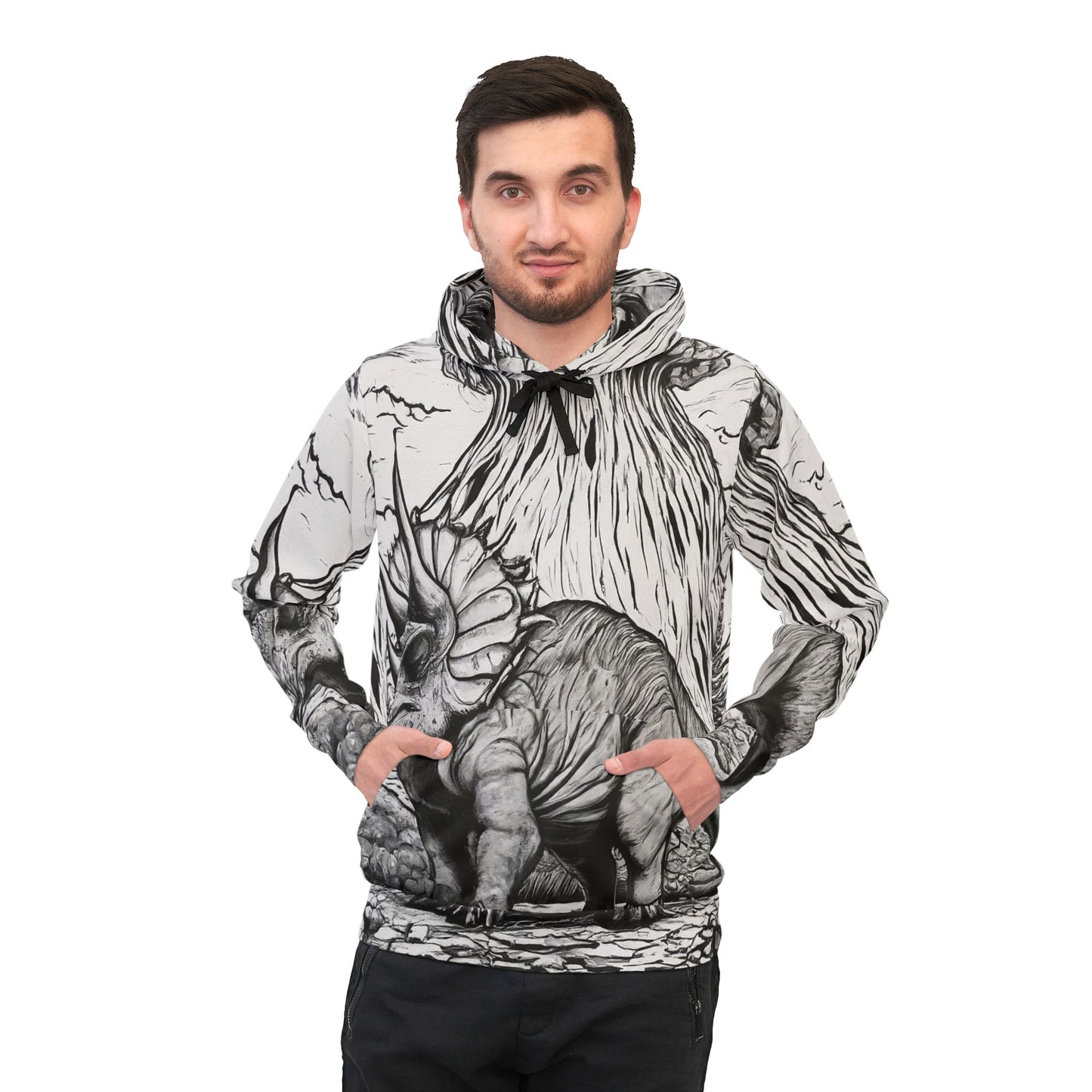 Colorful Unisex Triceratops Dinosaur Fossil Art Hoodie