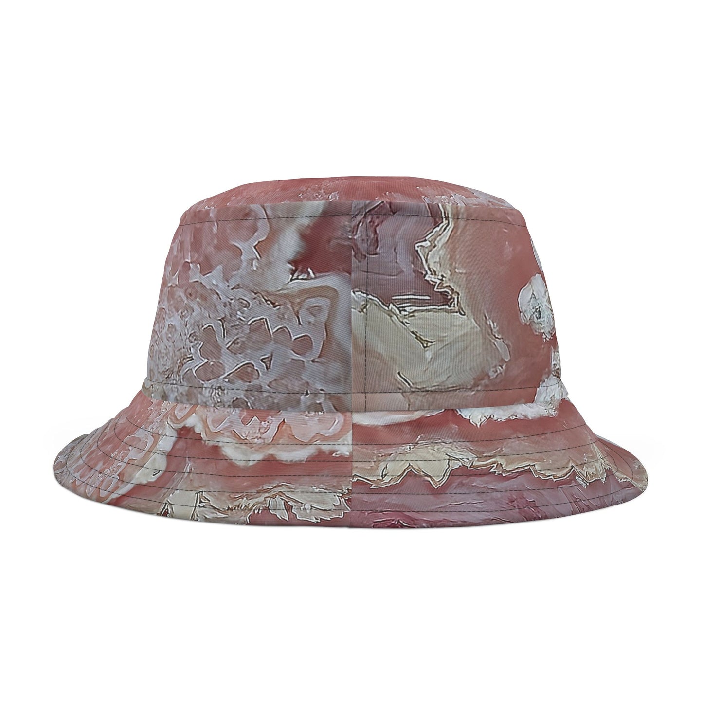 Rock Art-Inspired Floppy Bucket Hat –Rhodocrosite - Unique Tie-Dye Ish Design