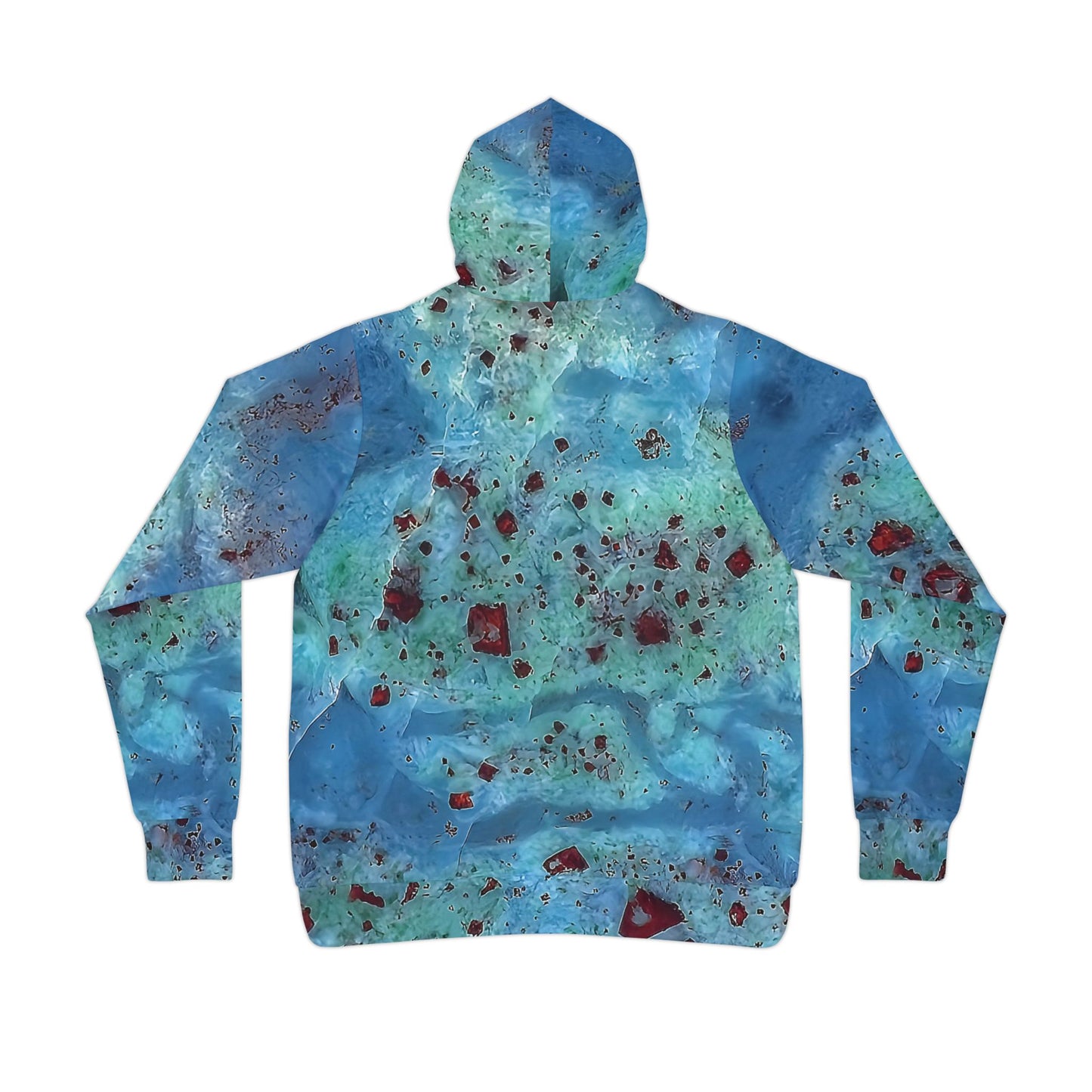 Vibrant rock art hoodies – Unique unisex custom hooded sweatshirt with a colorful blue agate tie dye like patterns for men and women