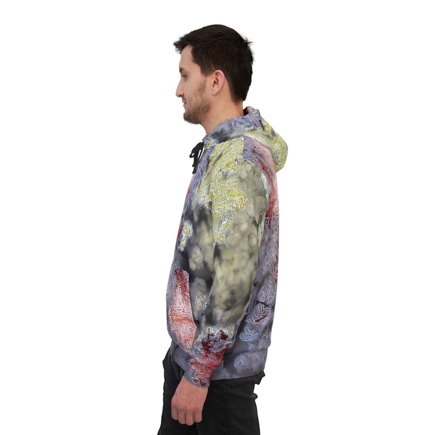 Vibrant rock art hoodies – Unique unisex custom hooded sweatshirt with a colorful scenic moss agate tie dye like patterns for men and women