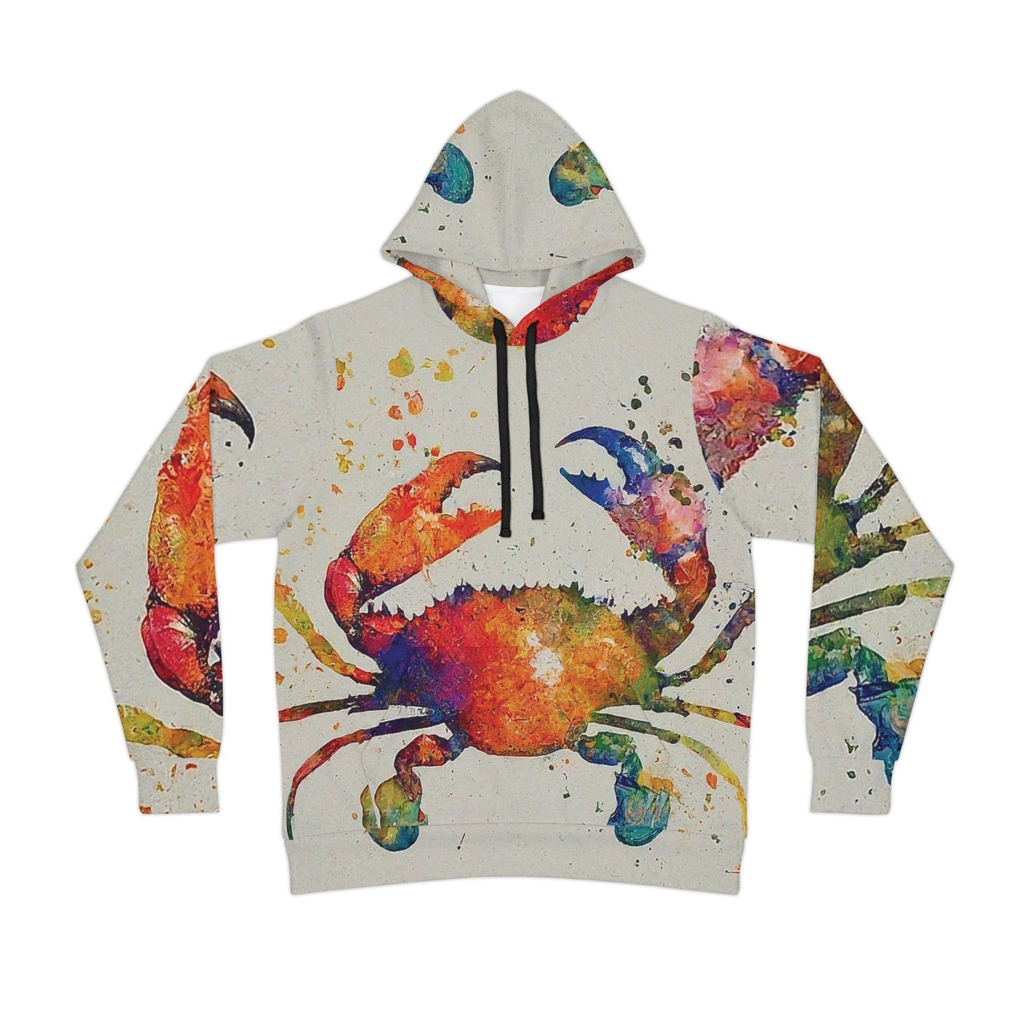 Colorful Unisex Watercolor Crab Beach Art Hoodie