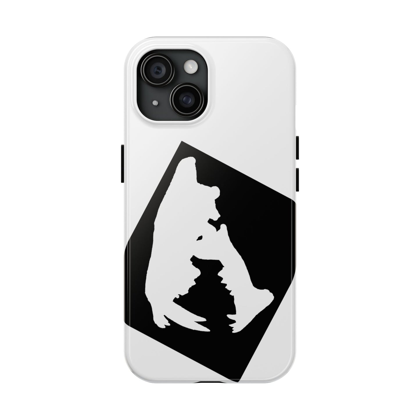 Black & White Saber Cat iPhone 15 Tough Phone Case