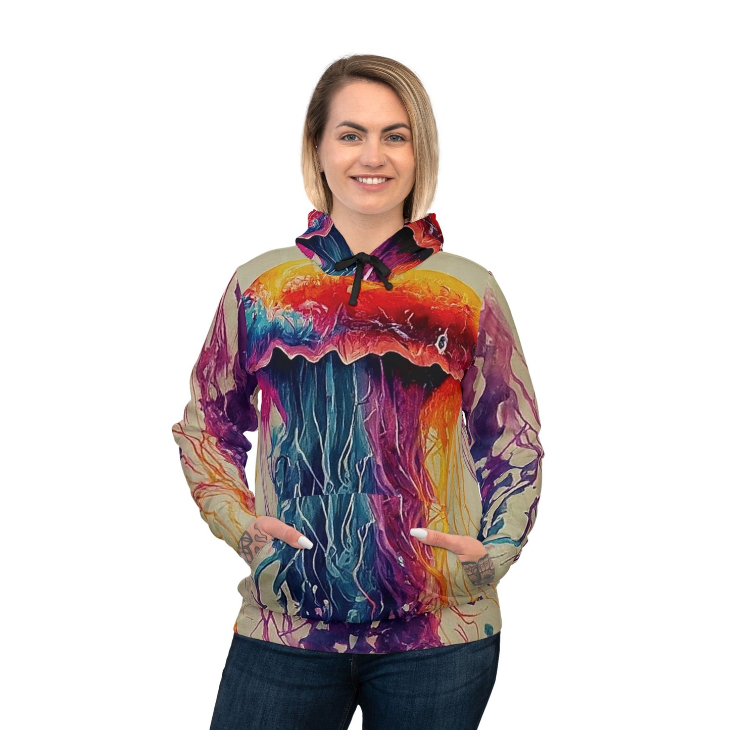 Copy of Colorful Unisex Watercolor Jellyfish Beach Art Hoodie