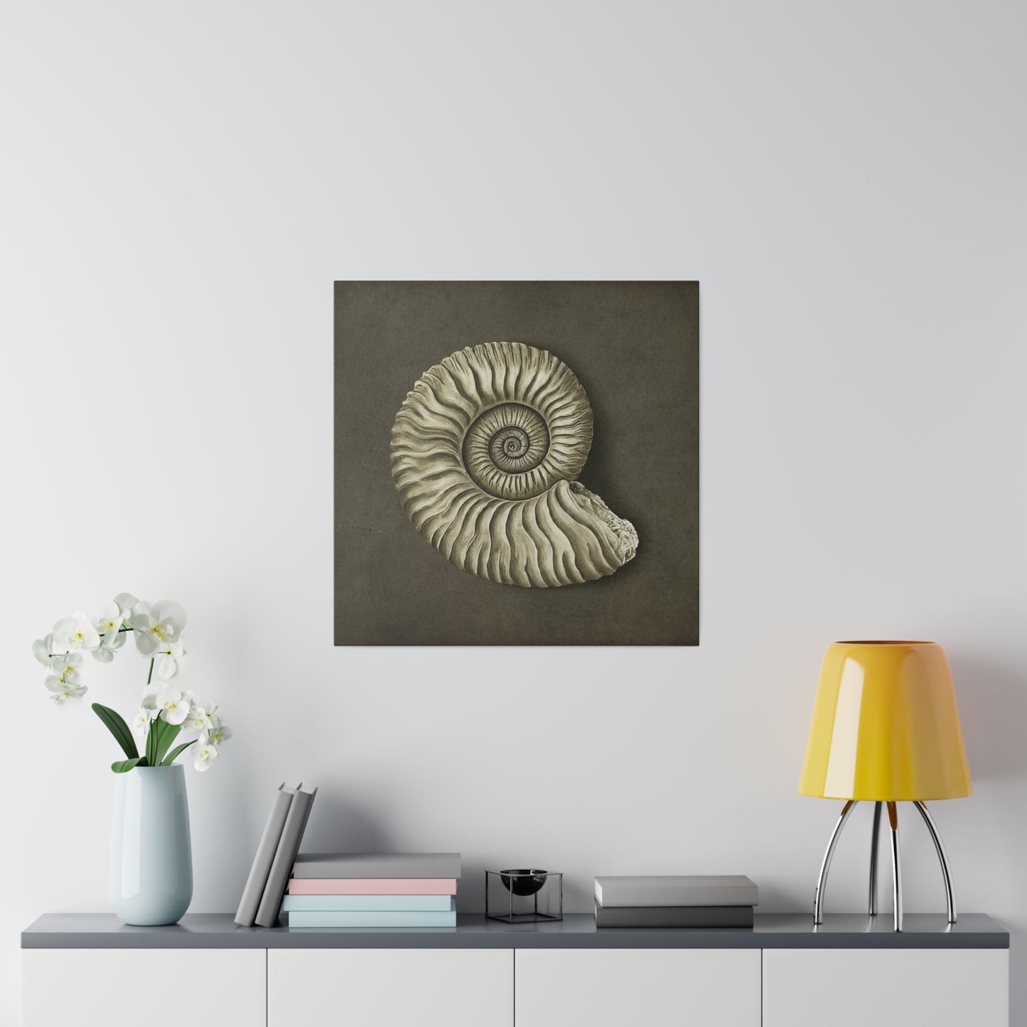 Ammonite Seashell Canvas Print Wall Art Décor, Beach Décor