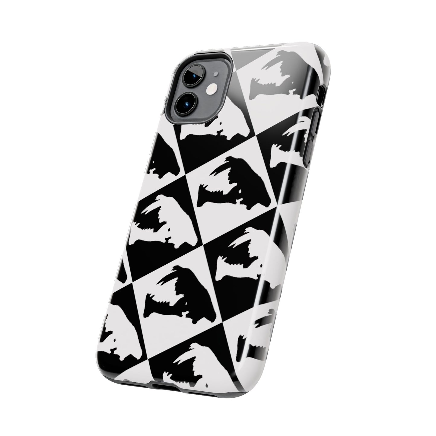 Black & White Pattern Saber Cat iPhone 11 Tough Phone Case