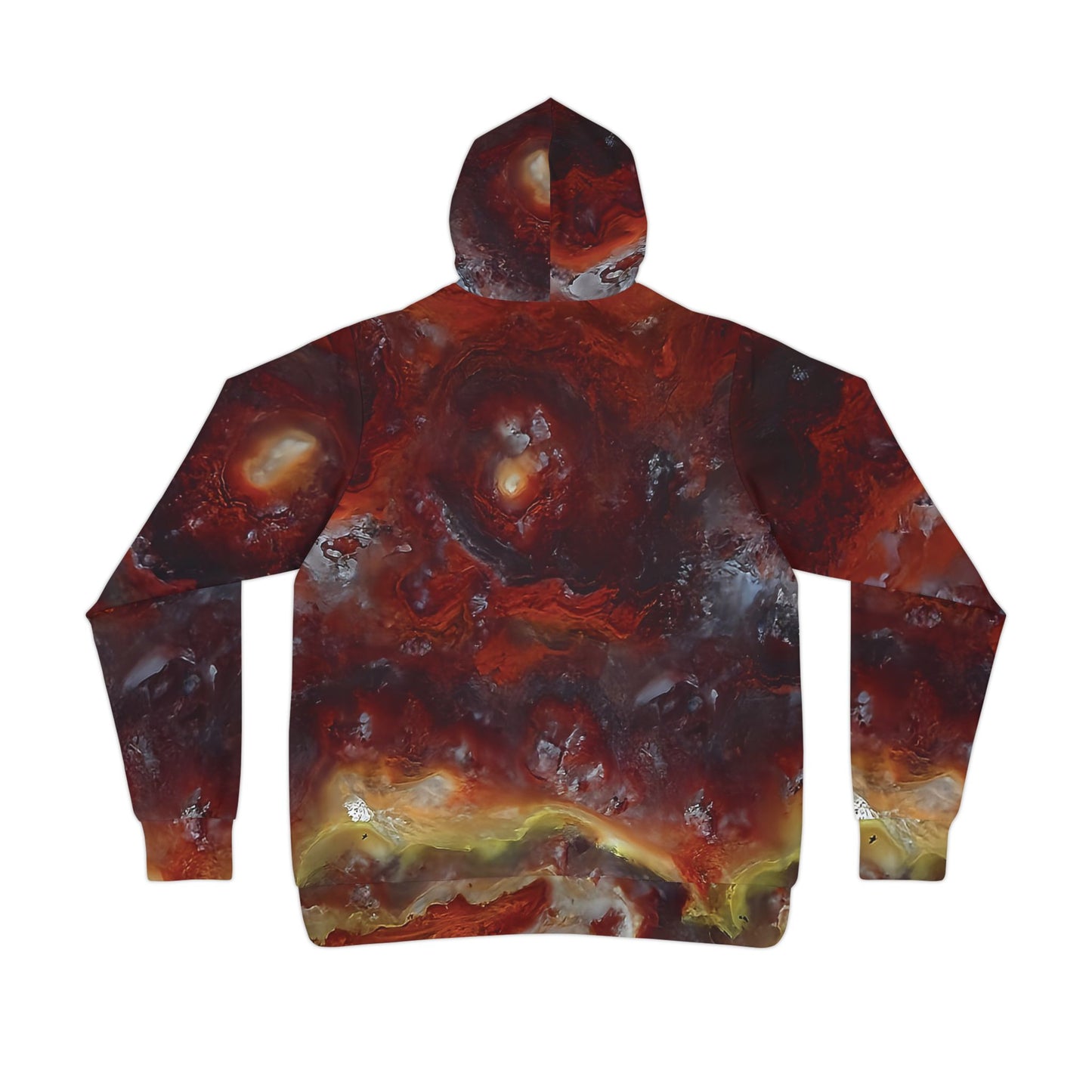 Vibrant rock art hoodies – Unique unisex custom hooded sweatshirt with a colorful wildfire hyalite bubble opal tie dye like patterns for men and women