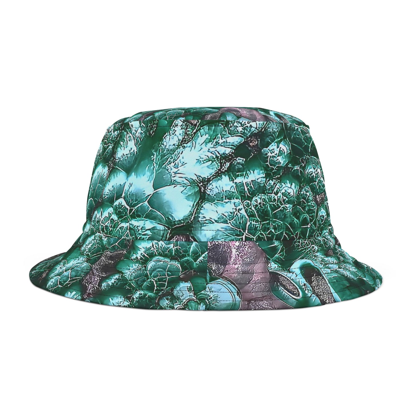 Rock Art-Inspired Floppy Bucket Hat –Malachite- Unique Tie-Dye Ish Design