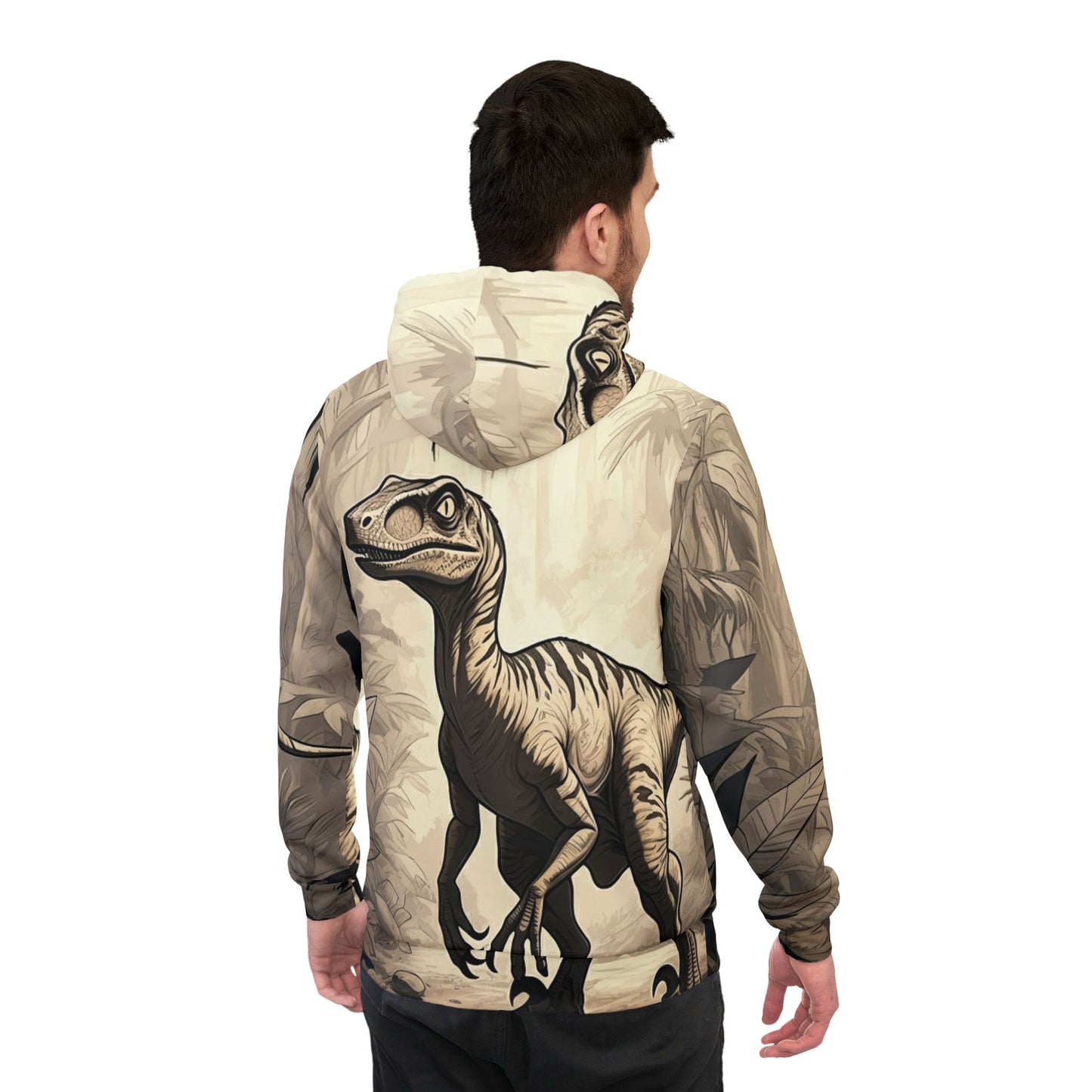 Black and white raptor pullover hoodie adult hooded dinosaur sweatshirt for men and women