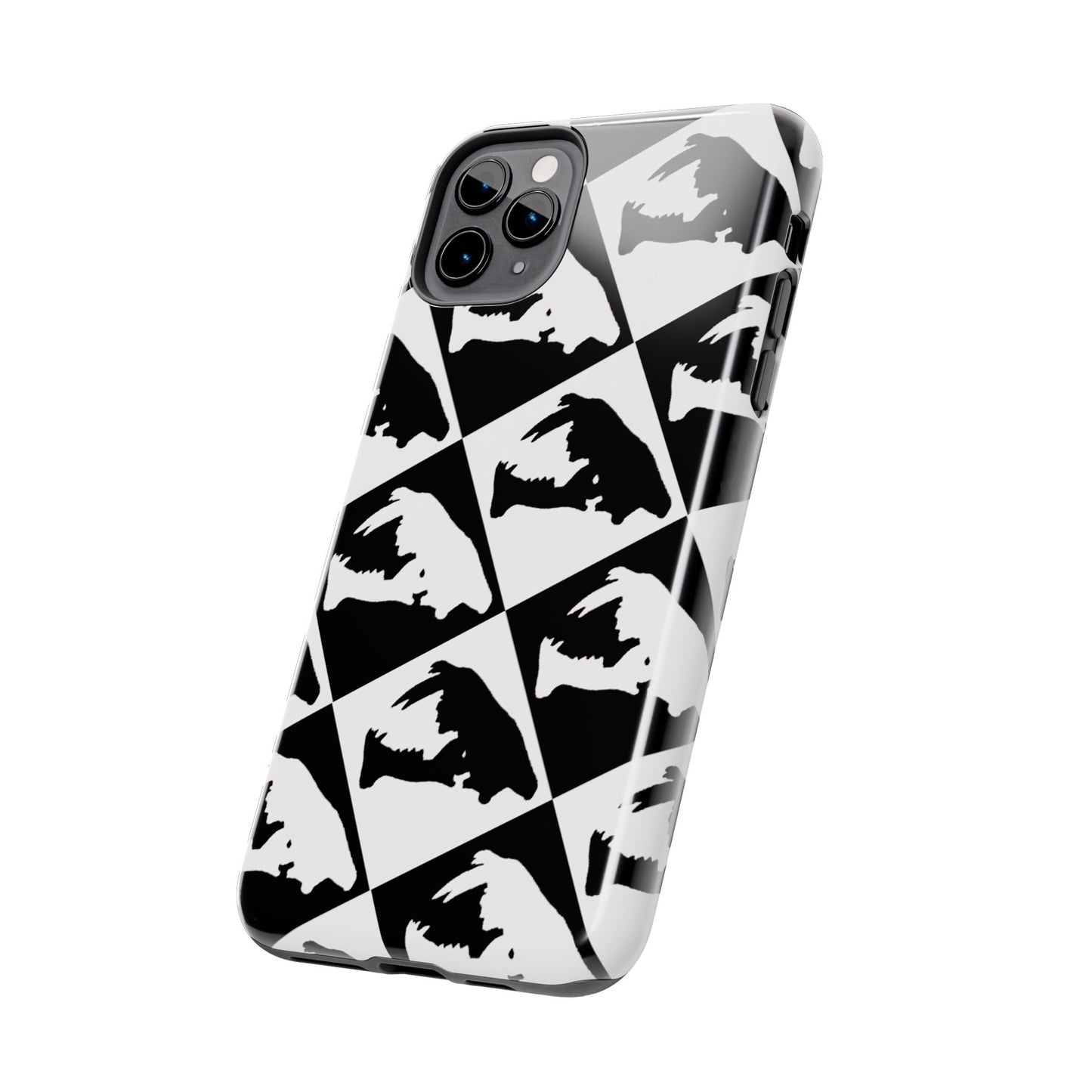 Black & White Pattern Saber Cat iPhone 11 Tough Phone Case