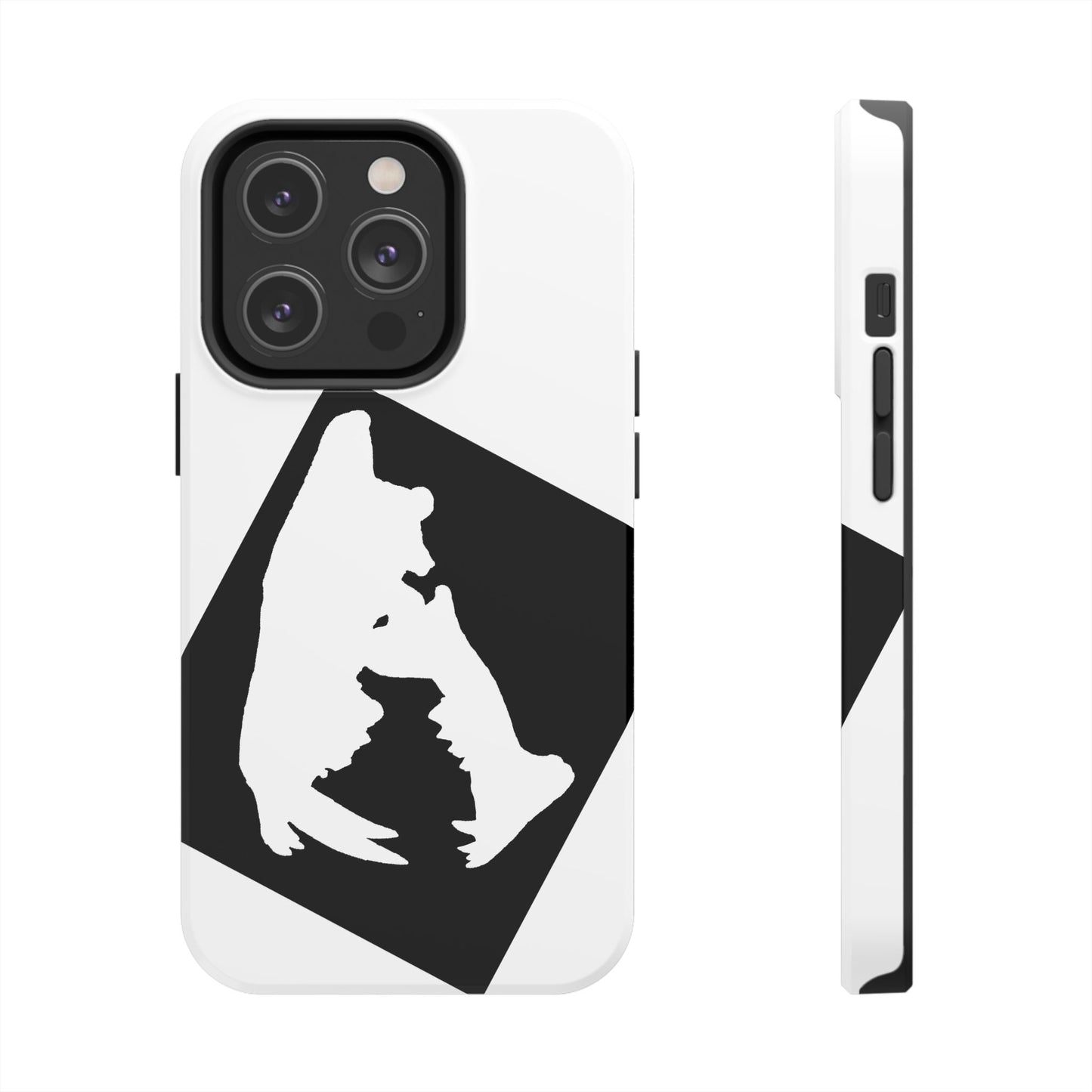 Black & White Saber Cat iPhone 14 Tough Phone Case