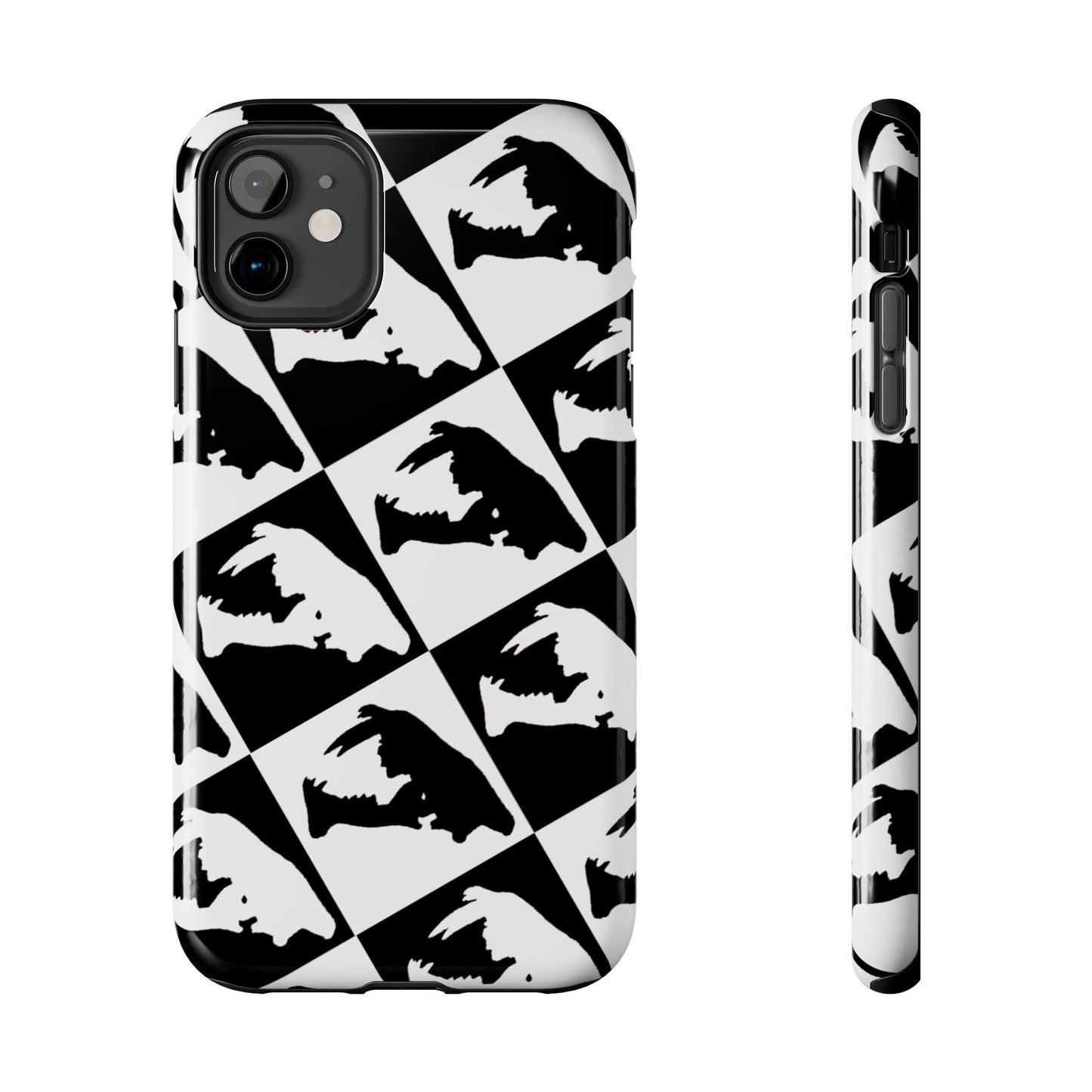 Black & White Pattern Saber Cat iPhone 11 Tough Phone Case