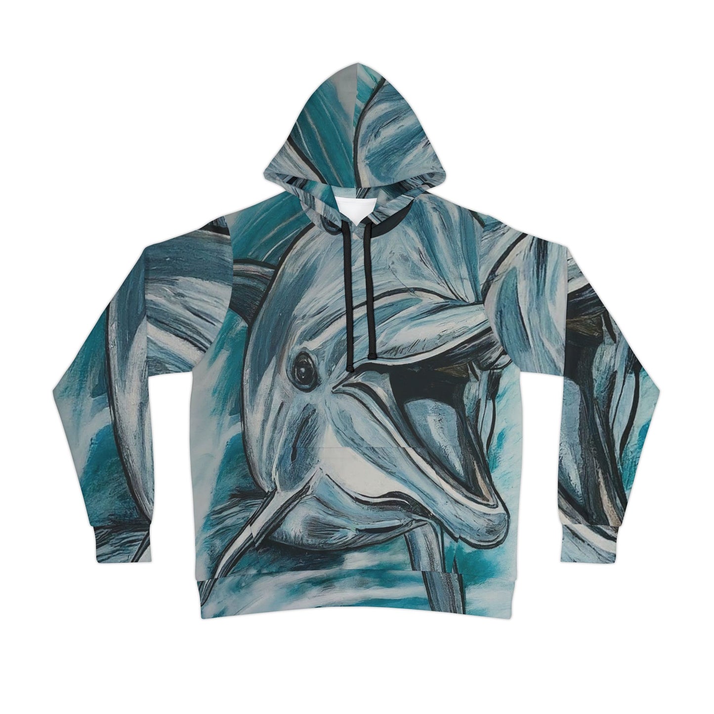 Colorful Unisex Watercolor Dolphin Beach Art Hoodie