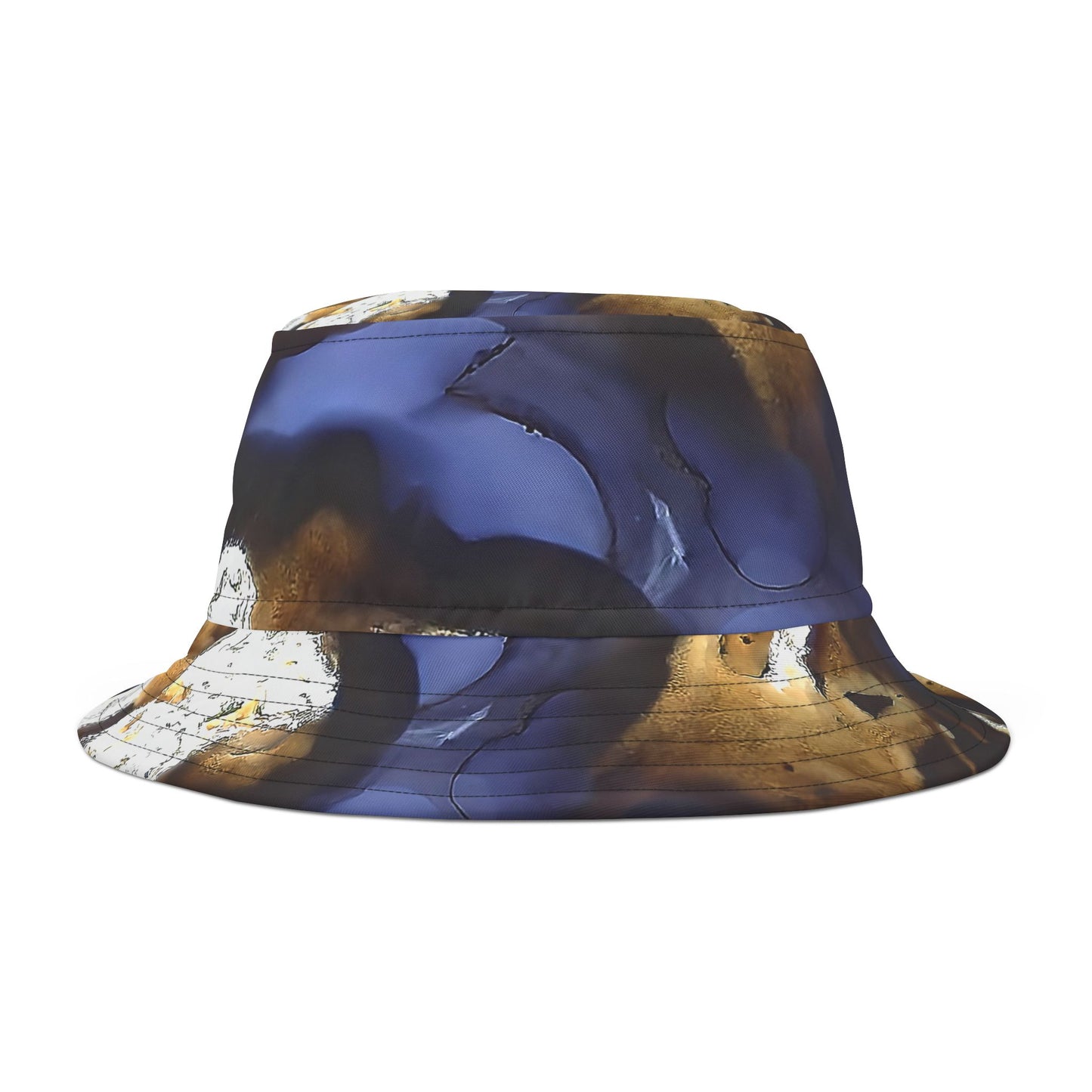 Rock Art-Inspired Floppy Bucket Hat –Moss Agate Thunder Egg- Unique Tie-Dye Ish Design