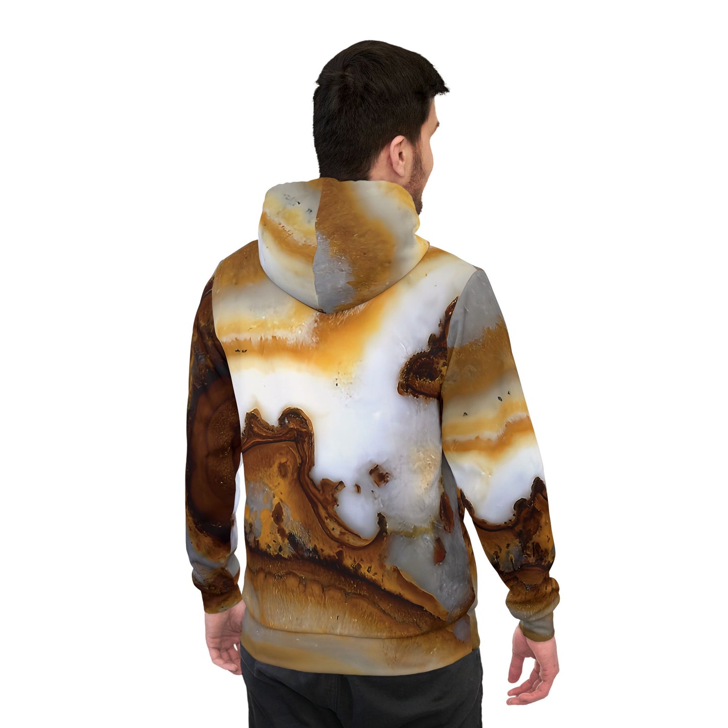 Vibrant rock art hoodies – Unique unisex custom hooded sweatshirt with a colorful yellow calcite tie dye like patterns for men and women