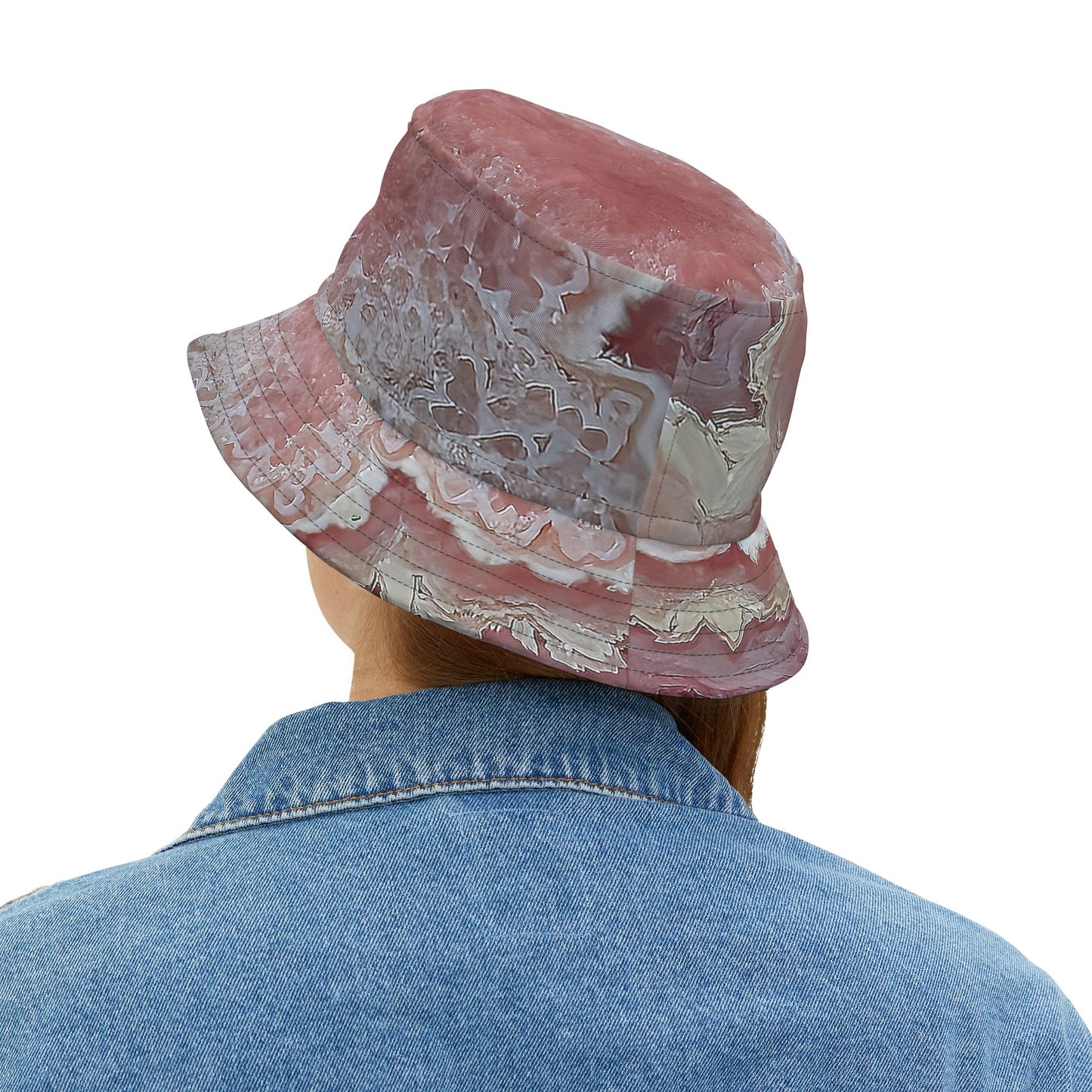 Rock Art-Inspired Floppy Bucket Hat –Rhodocrosite - Unique Tie-Dye Ish Design