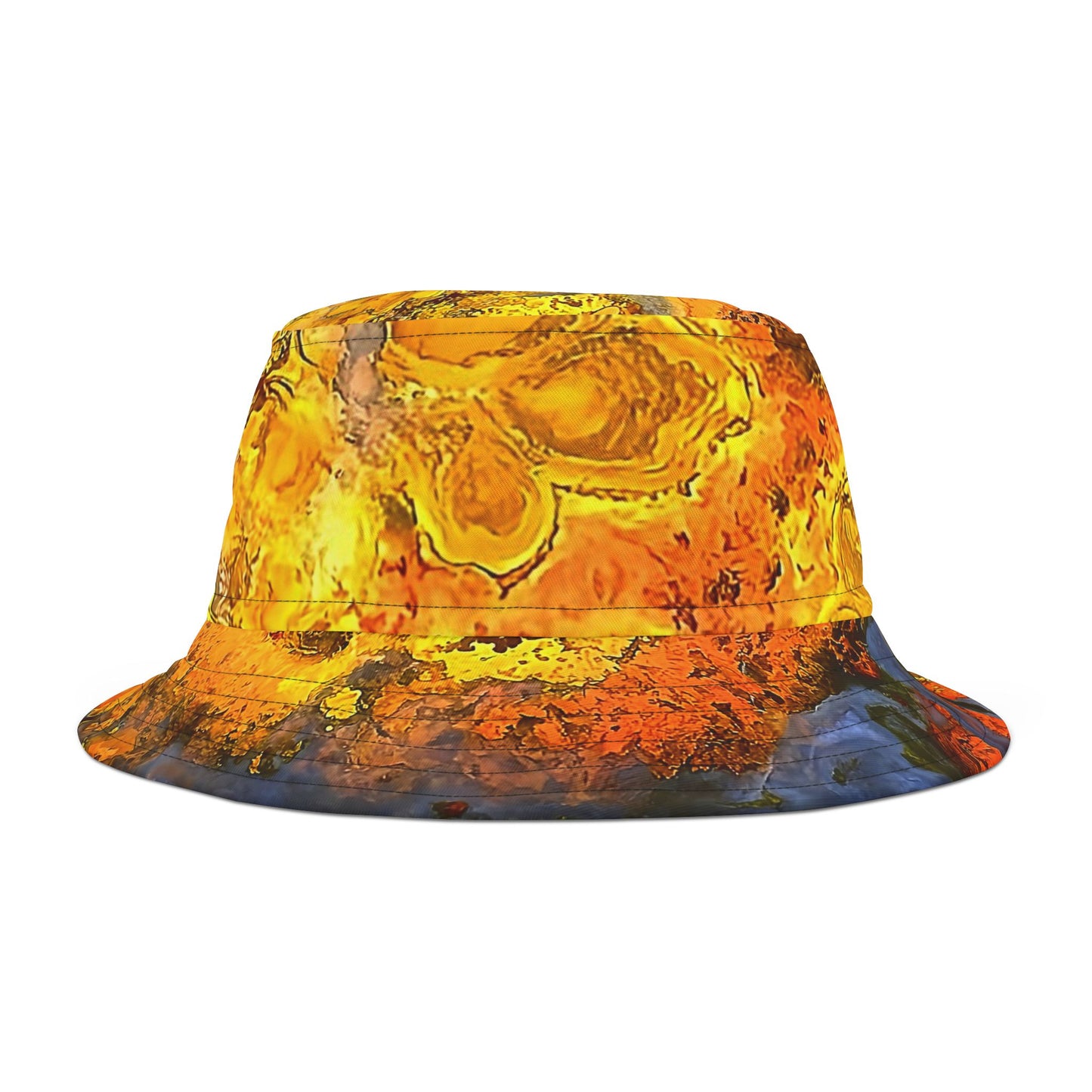 Rock Art-Inspired Floppy Bucket Hat –Stromatolite Agate- Unique Tie-Dye Ish Design