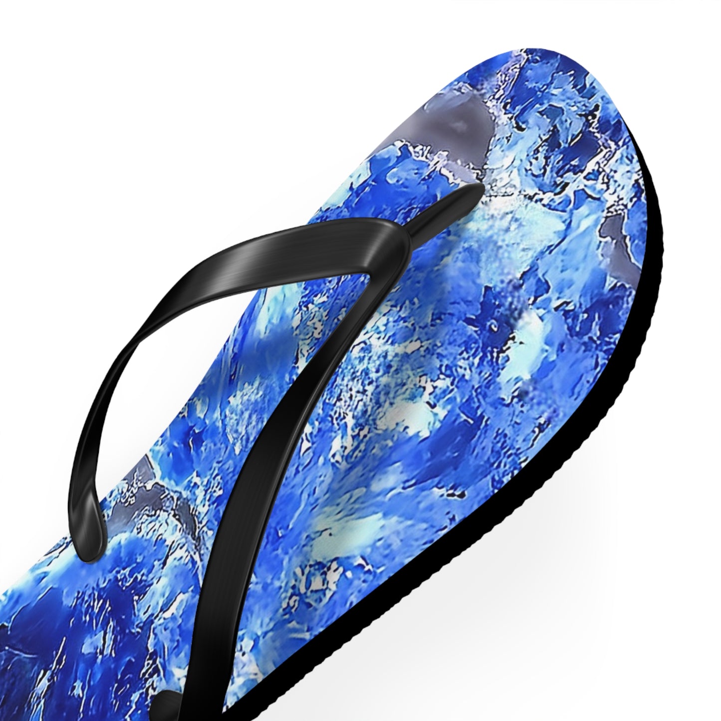 Vibrant Unisex Beachwear Flip Flops With Tie-dye Like Shattuckite Mineral Patterns