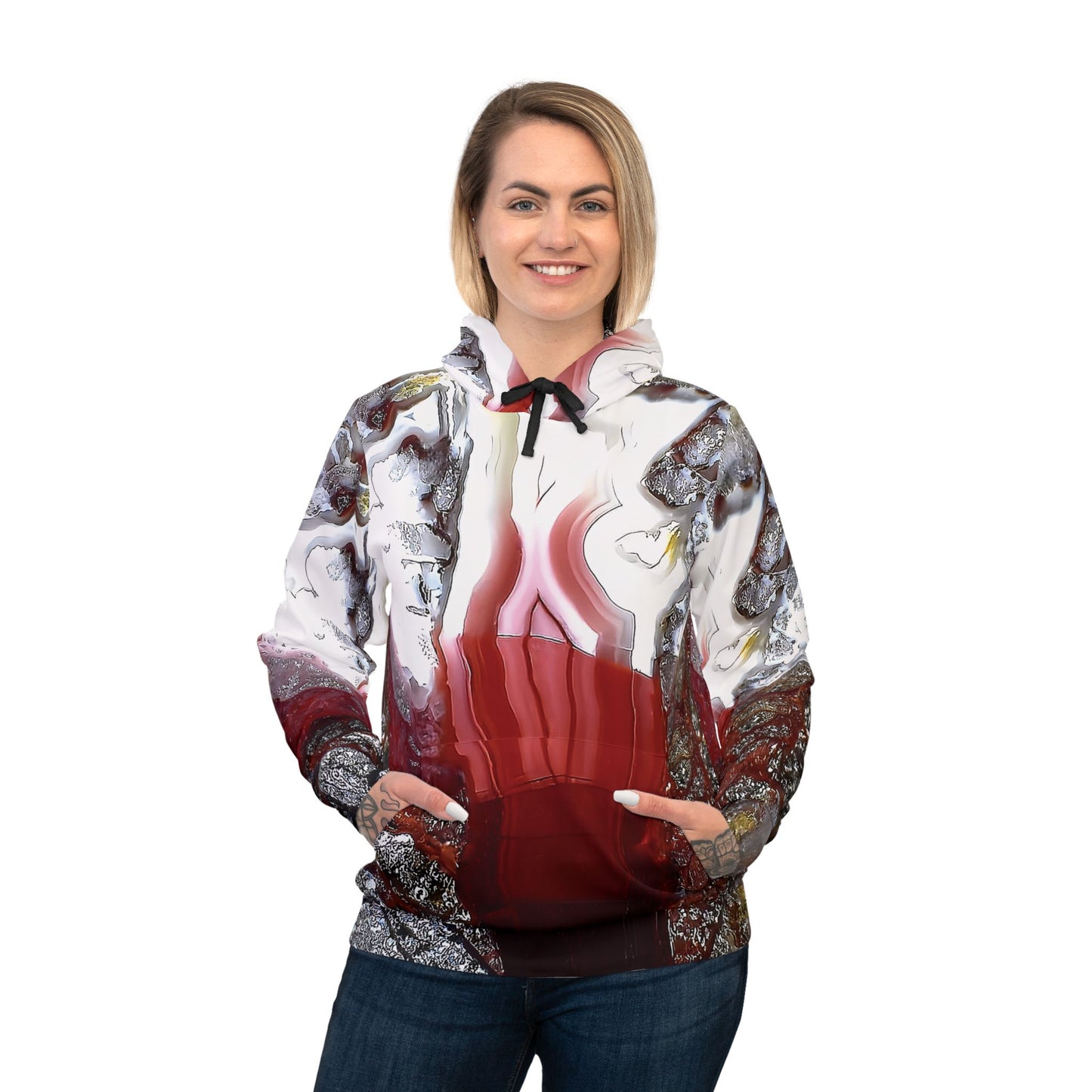 Vibrant rock art hoodies – Unique unisex custom hooded sweatshirt with a colorful laguna lace agate tie dye like patterns for men and women