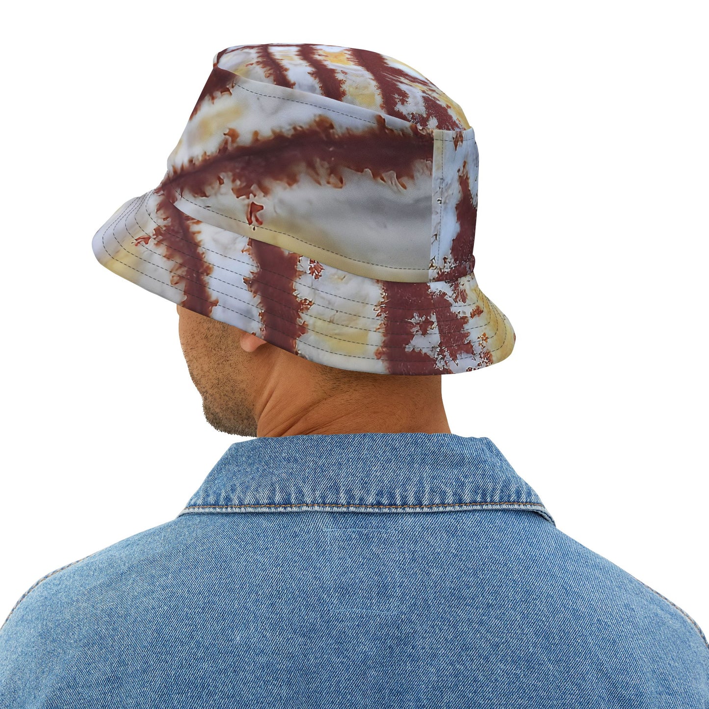 Rock Art-Inspired Floppy Bucket Hat – Dendritic Jasper- Unique Tie-Dye Ish Design